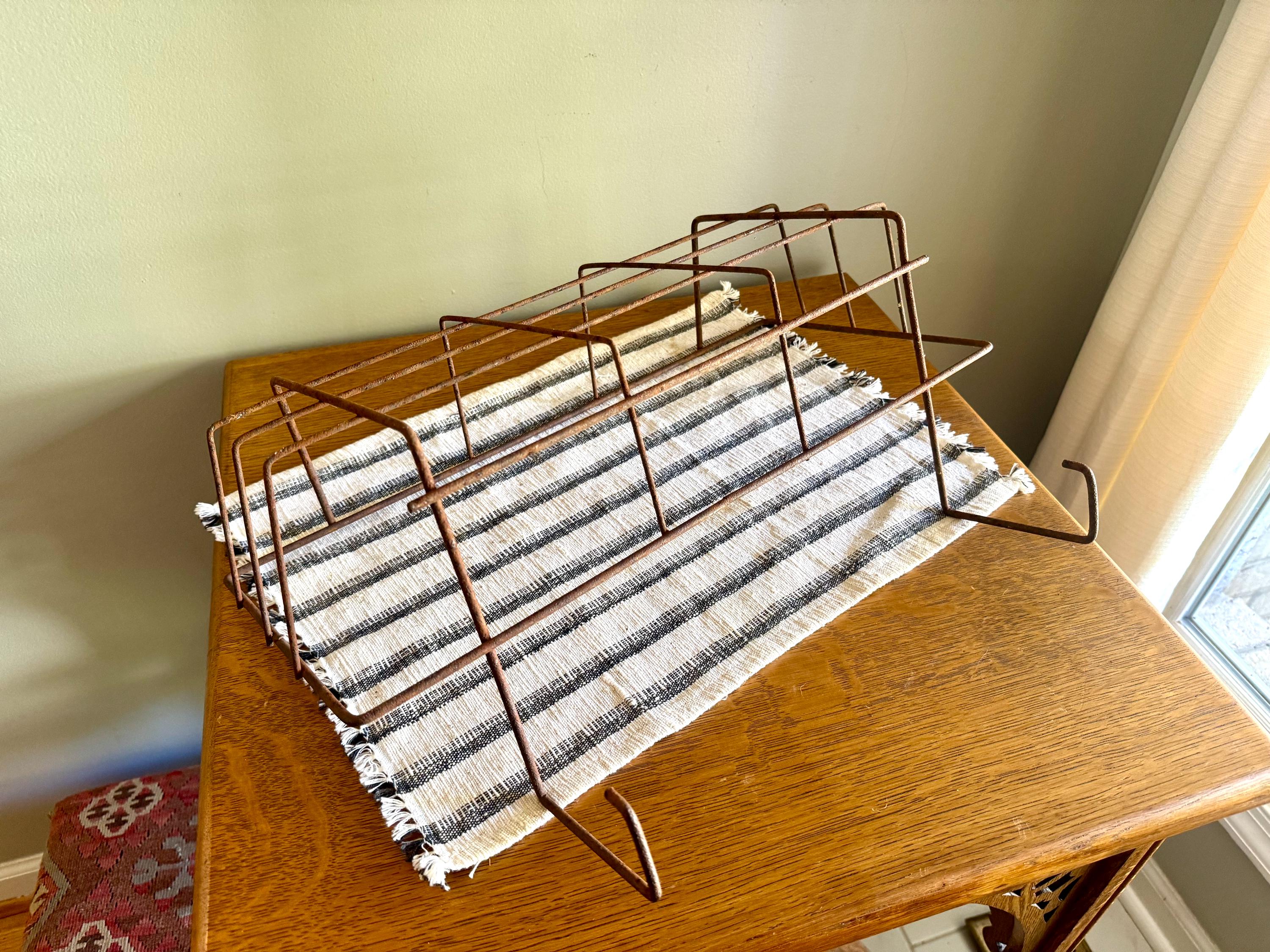 Vtg Window Basket Planter | Rustic Wire Display Basket | Window Wire Planter Basket | Wire | Distressed Metal Basket | Window Planter