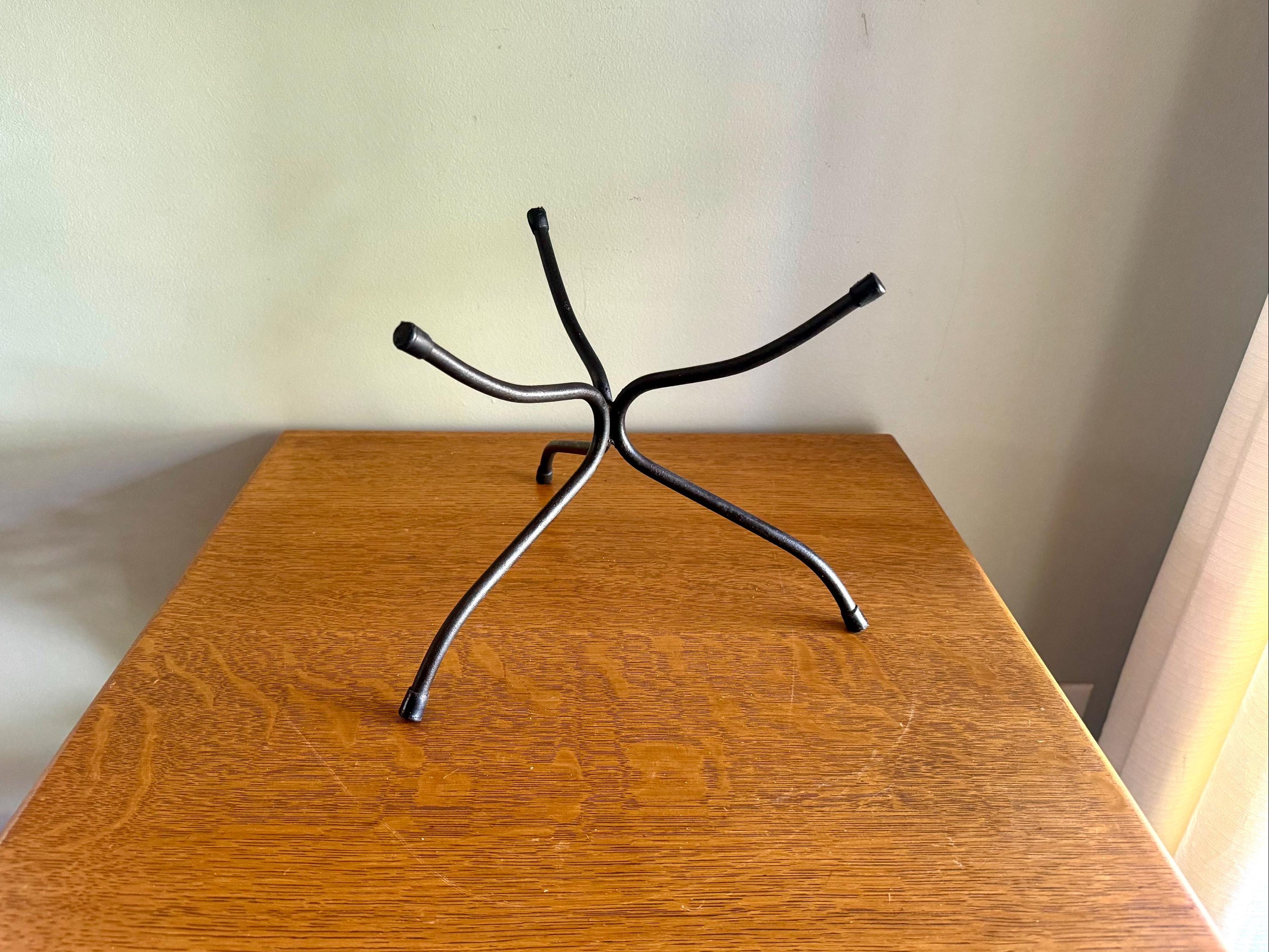 Vtg Bent Iron Plant Stand | Bent Iron Bowl Stand | Unique Bowl Stand | Double Side Stand