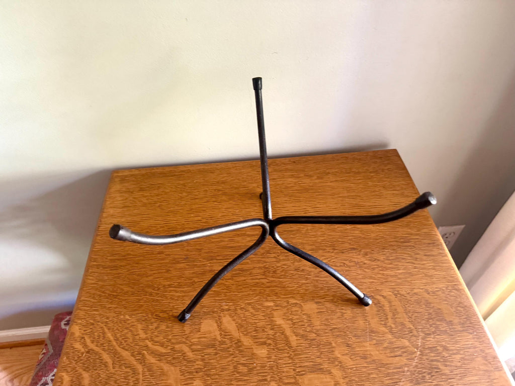 Vtg Bent Iron Plant Stand | Bent Iron Bowl Stand | Unique Bowl Stand | Double Side Stand