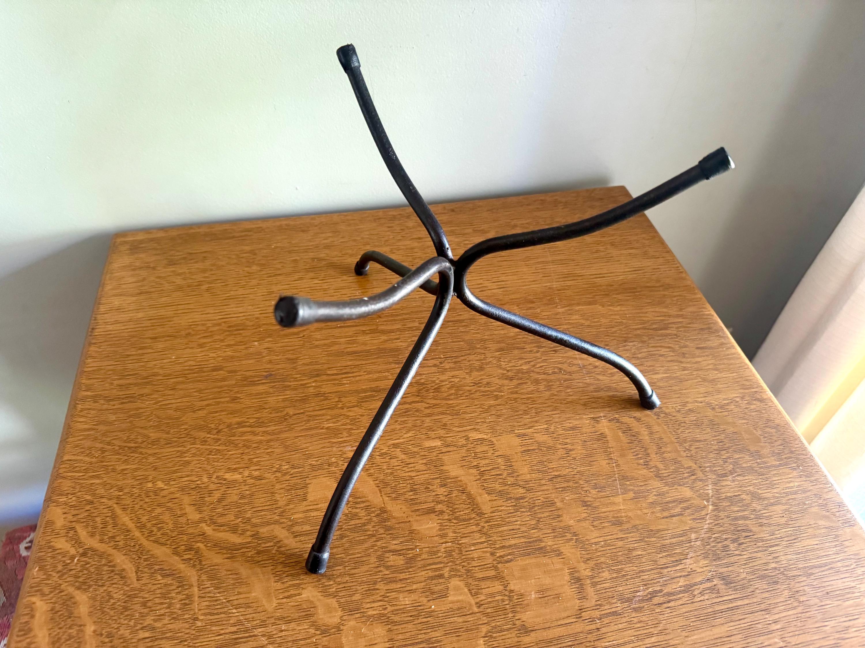Vtg Bent Iron Plant Stand | Bent Iron Bowl Stand | Unique Bowl Stand | Double Side Stand