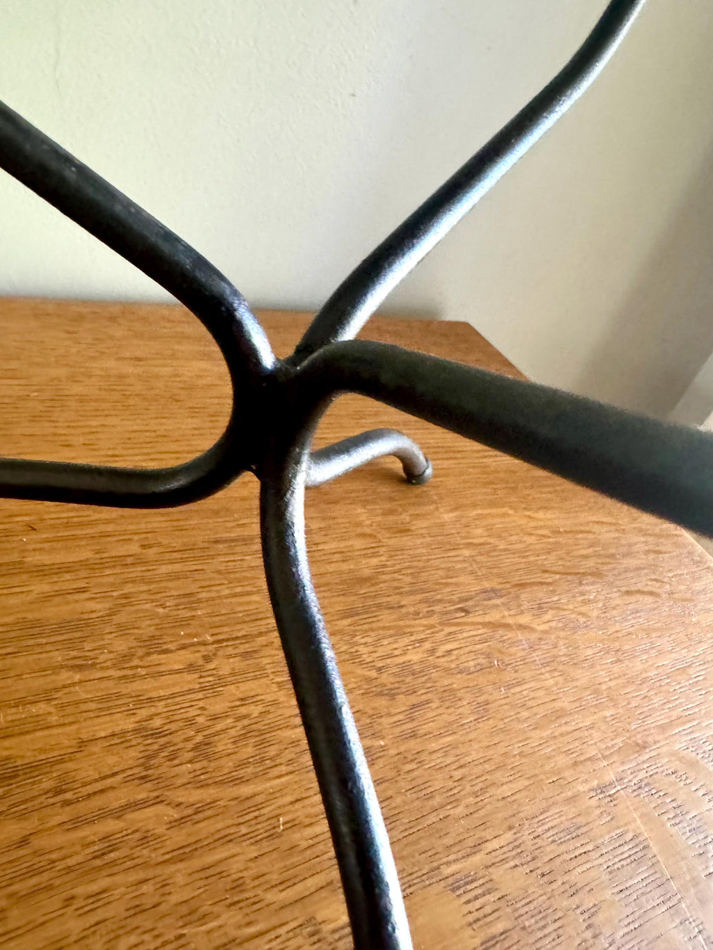 Vtg Bent Iron Plant Stand | Bent Iron Bowl Stand | Unique Bowl Stand | Double Side Stand