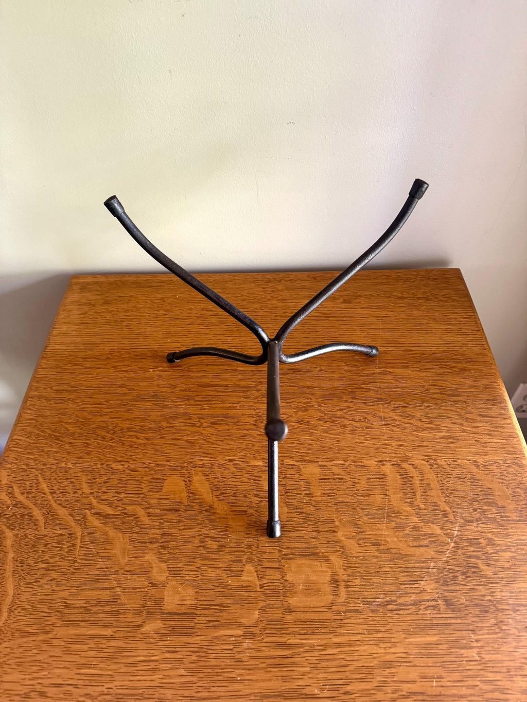 Vtg Bent Iron Plant Stand | Bent Iron Bowl Stand | Unique Bowl Stand | Double Side Stand