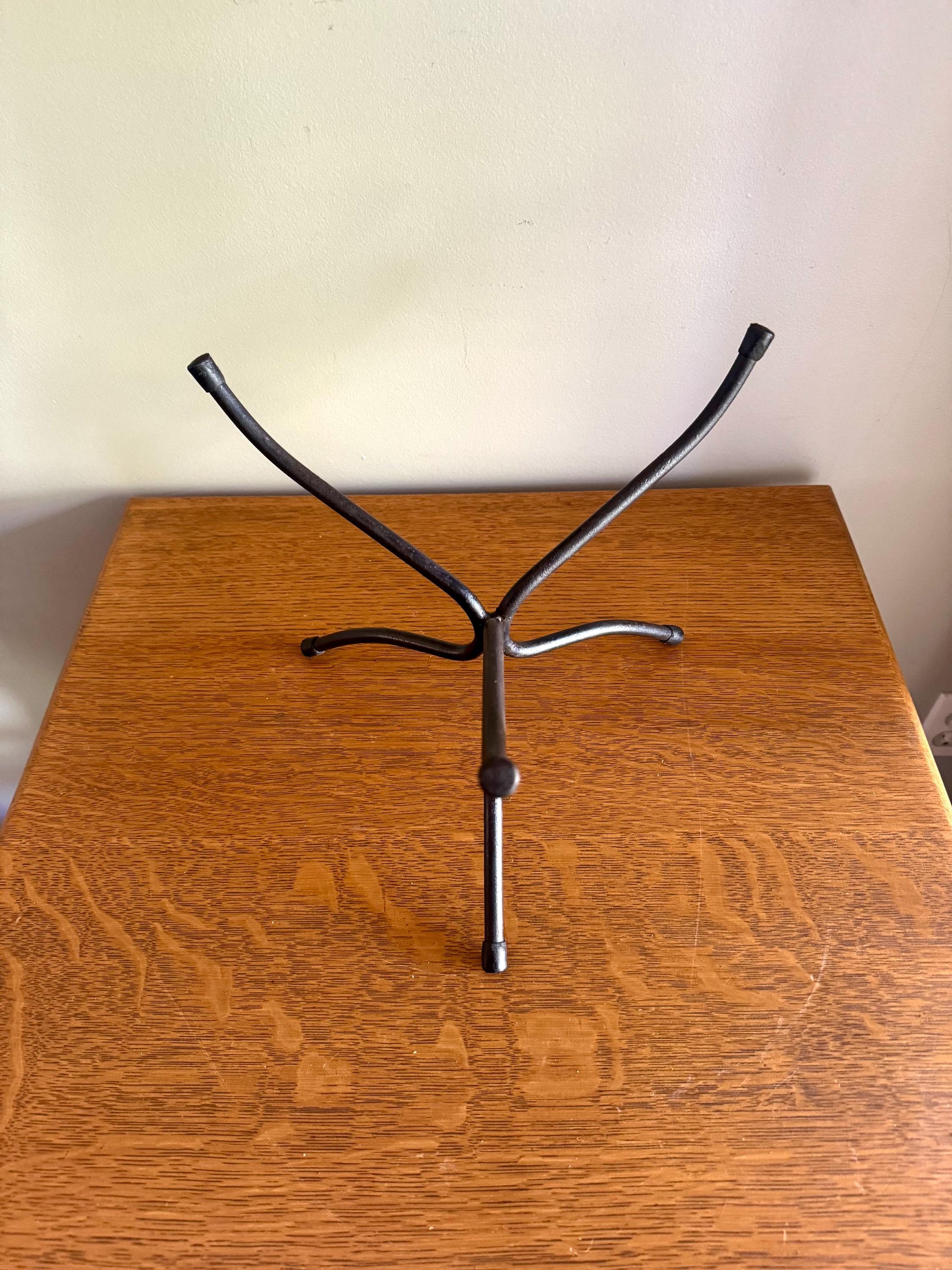 Vtg Bent Iron Plant Stand | Bent Iron Bowl Stand | Unique Bowl Stand | Double Side Stand