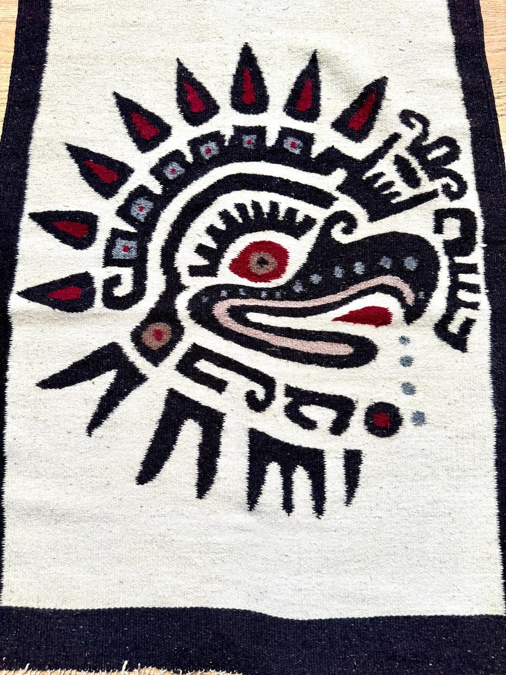 Vtg Native American Kilim Rug | Native Eagle Woven Small Rug | Aztek Kilim Eagle Rug | Native Eagle Woven Tapestry
