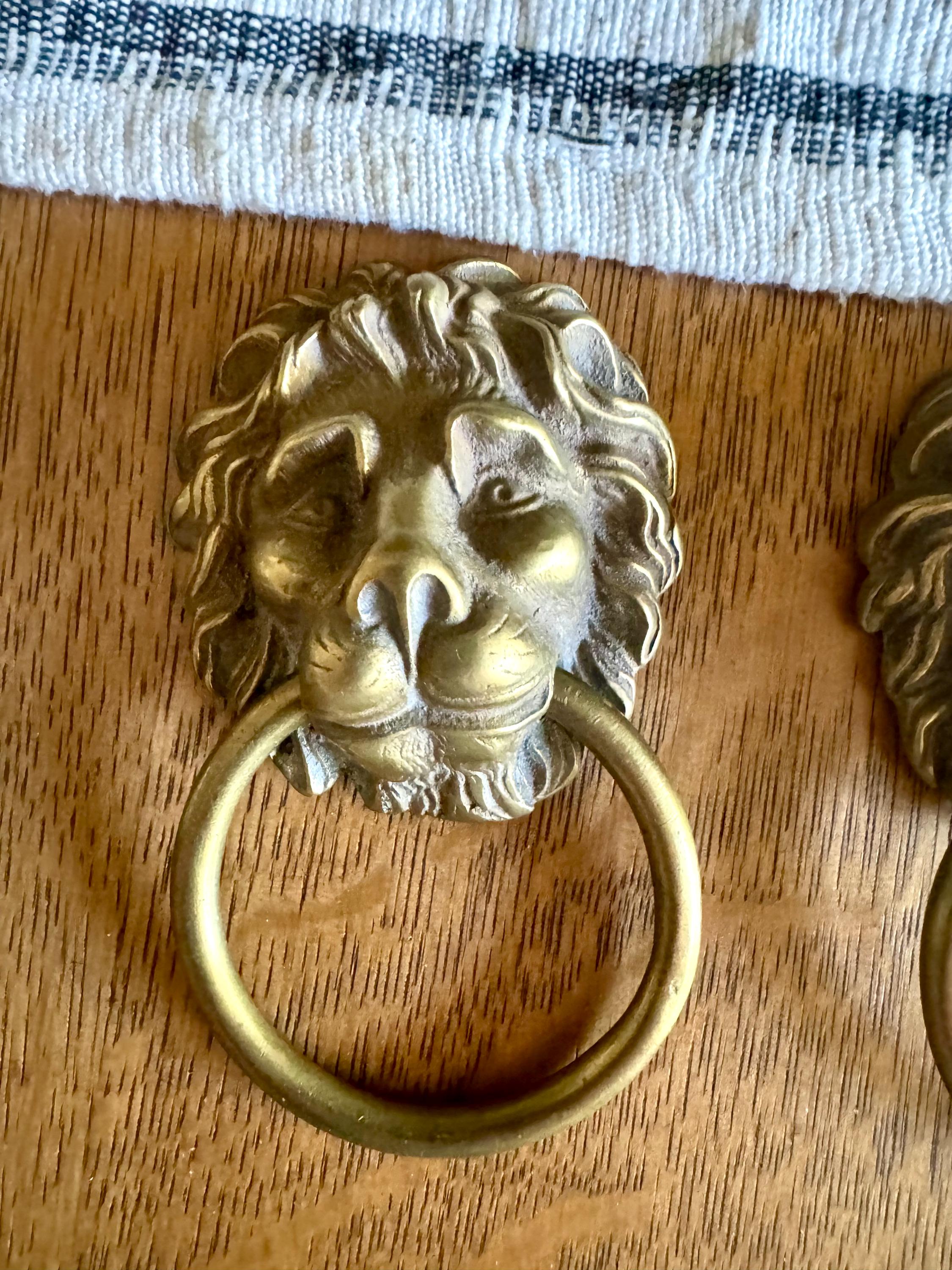 1 Large Vintage Brass Lion's Head Door Pull | Rustic Door Knocker | Lion Head Door Pull | Decorative Hollywood Regency Drawer Pull | Price for 1