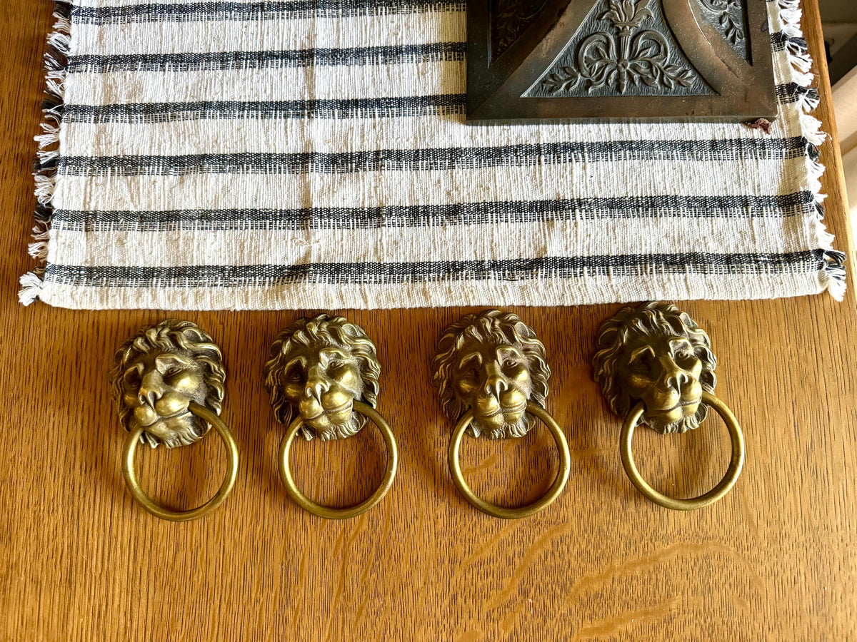1 Large Vintage Brass Lion's Head Door Pull | Rustic Door Knocker | Lion Head Door Pull | Decorative Hollywood Regency Drawer Pull | Price for 1