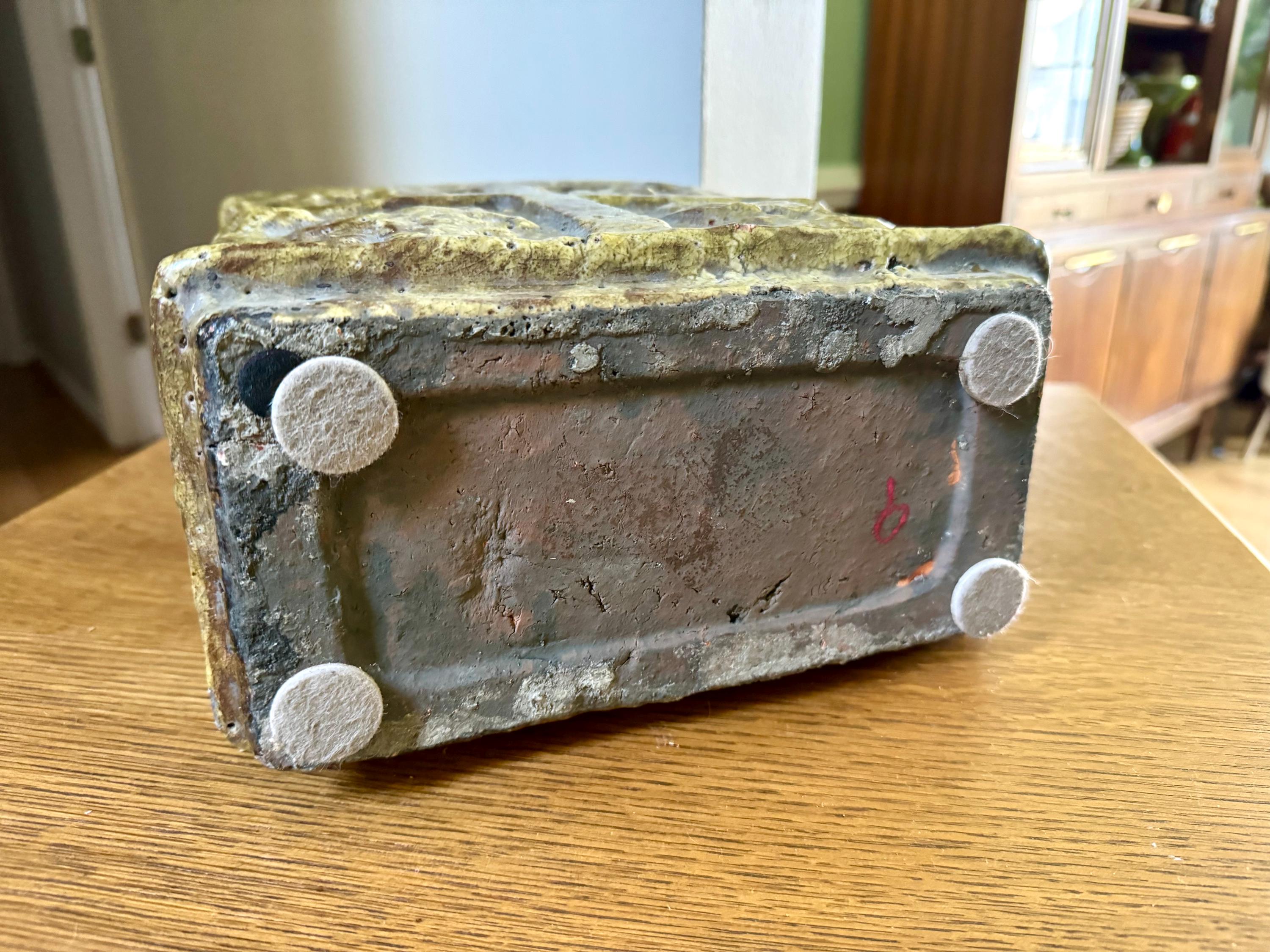 Large Square Ceramic Planter| Medieval Style Plant Vessel| Ceramic Cross Planter| Large English Crest Planter| 13" Tall English Ceramic Pot
