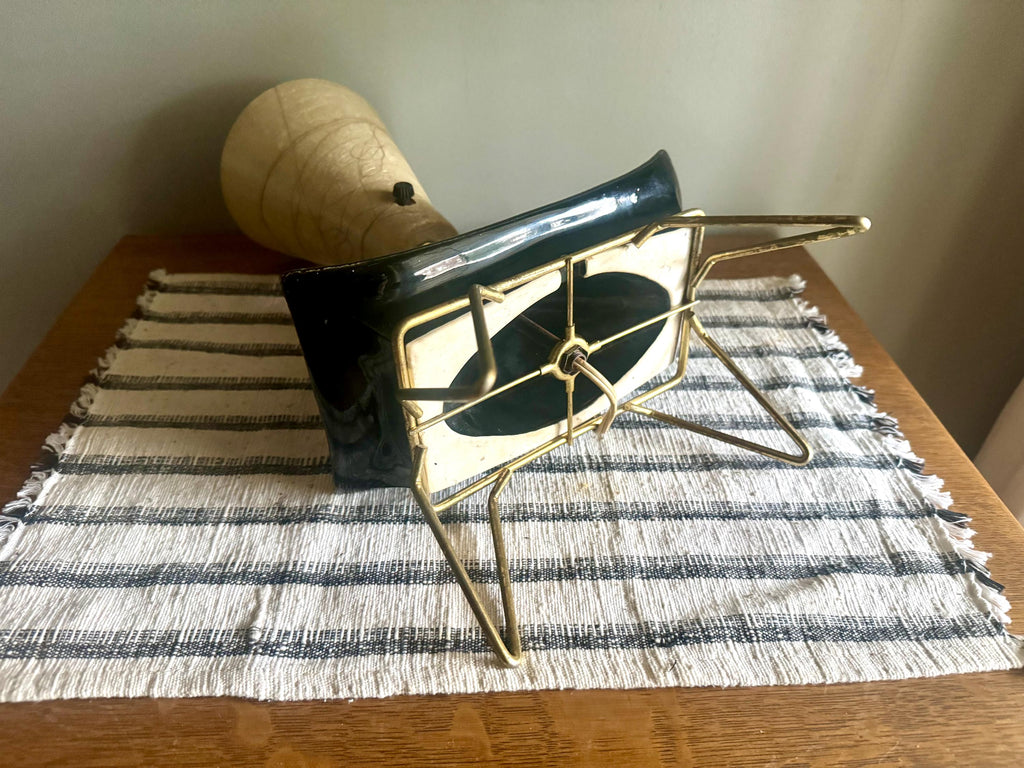 Fiberglass Bullet Shade Ceramic Lamp | Black Ceramic Planter Lamp | Fiberglass Cone Lamp | Atomic Vanity Lamp | Art Decor Accent Lamp