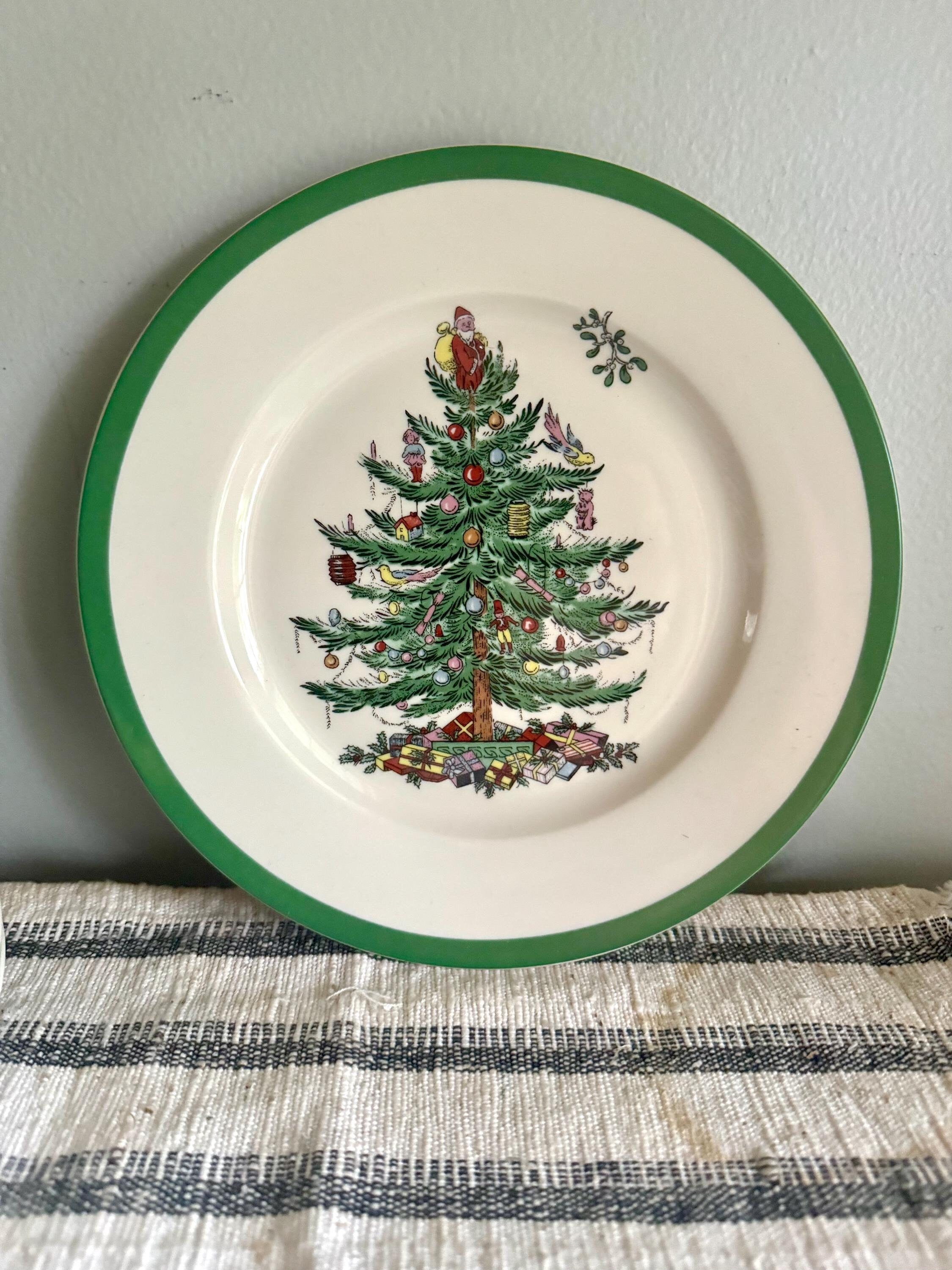 Vtg Spode Christmas Desert Plate| 7 1/2" Spode Christmas Tree Salad Plate| Spode Christmas Tree Bread and Butter Plates (8 Plates avail)