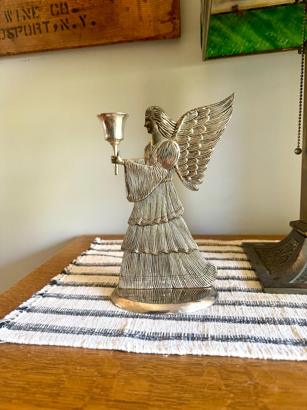 Vtg International Silver Company Angel Candlestick Holder | Silver Tall Angel Candle Holder | Holiday Angel Decor