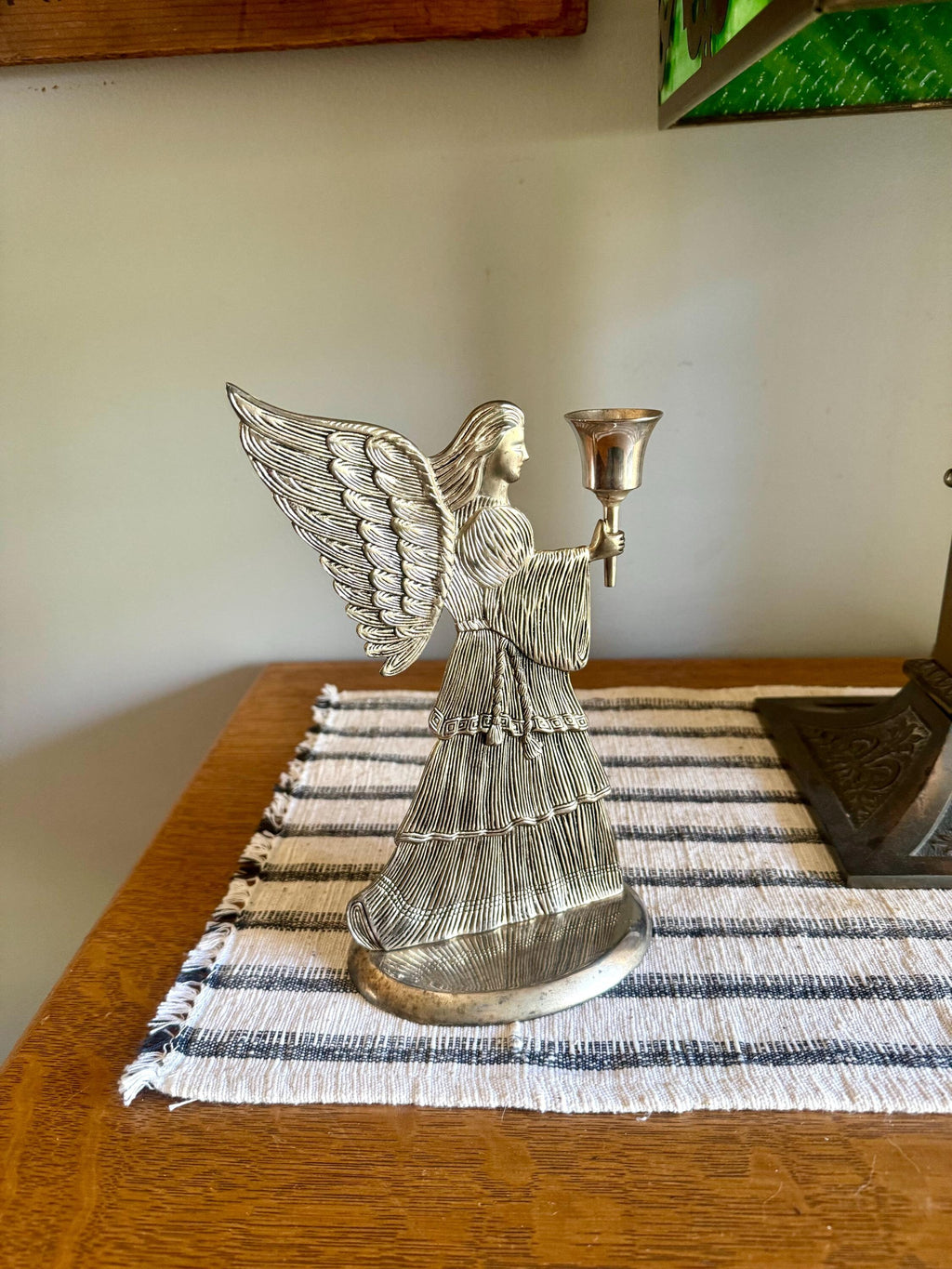 Vtg International Silver Company Angel Candlestick Holder | Silver Tall Angel Candle Holder | Holiday Angel Decor