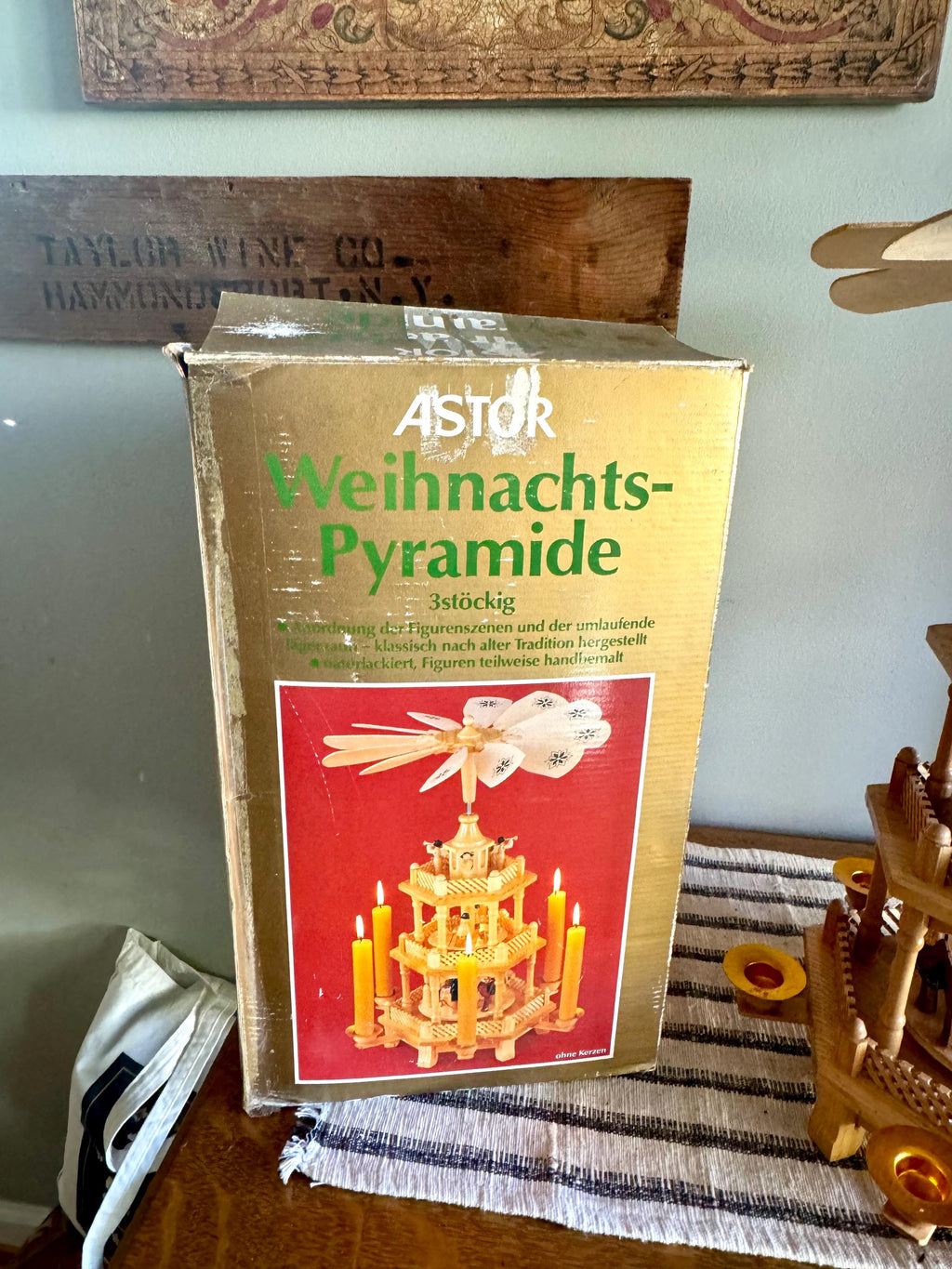 Vtg Astor Weihnachts Pyramide Tiered Carousel | Tradition German Style Holiday Tiered Carousel | 3 Tiered Erzgebirge Christmas Pyramid