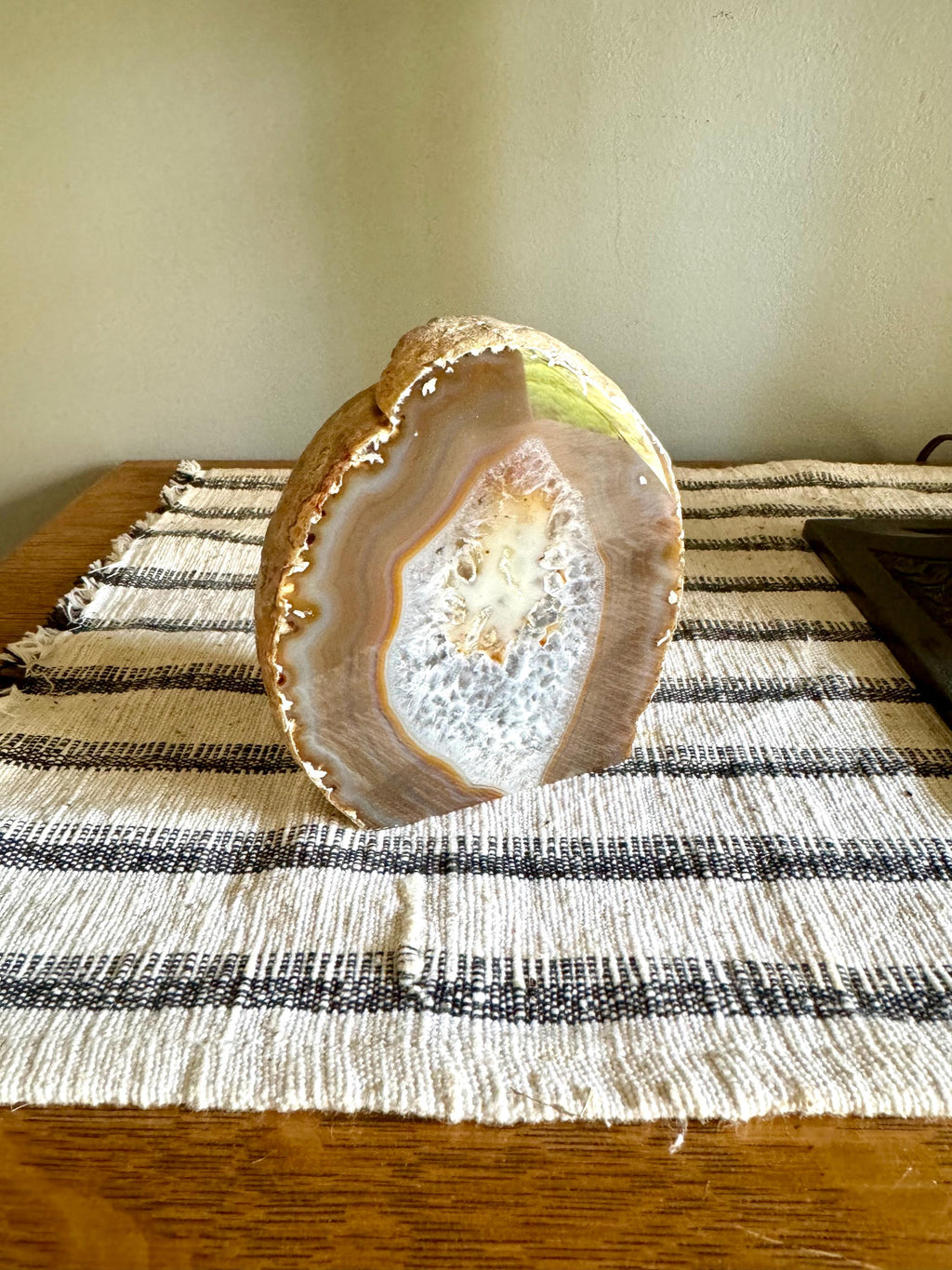 Shade Of Fall Agate Half | Cut Agate Display Piece | Brazilian Agate Desk Decor | Brown Agate Geode | Polished Stone Paper Weight