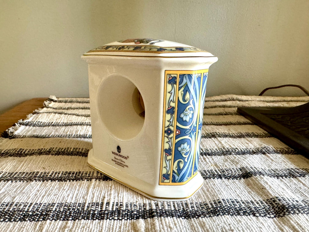 Vtg Wedgwood Blue Elephant Small Desk Clock | Wedgwood Bone China Elephant Clock | Wedgwood Blue Elephant Table Clock