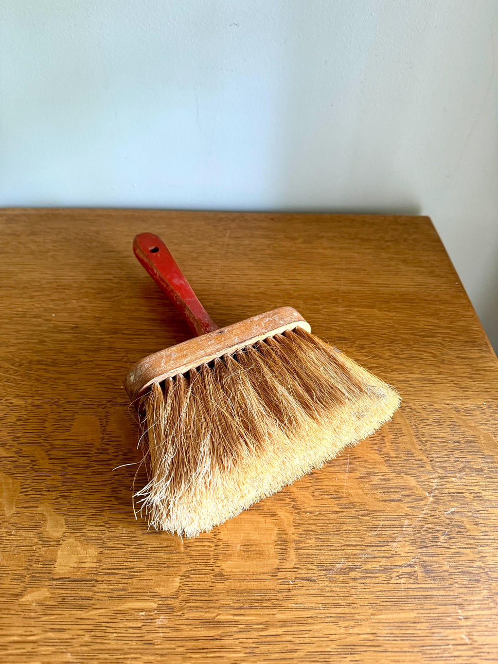 Vtg Jumbo Wood Handled Wall Paper Brush | Rustic Bristle Brush | Large Masonry Brush | Red Handle Paste Brush | Rustic Tools