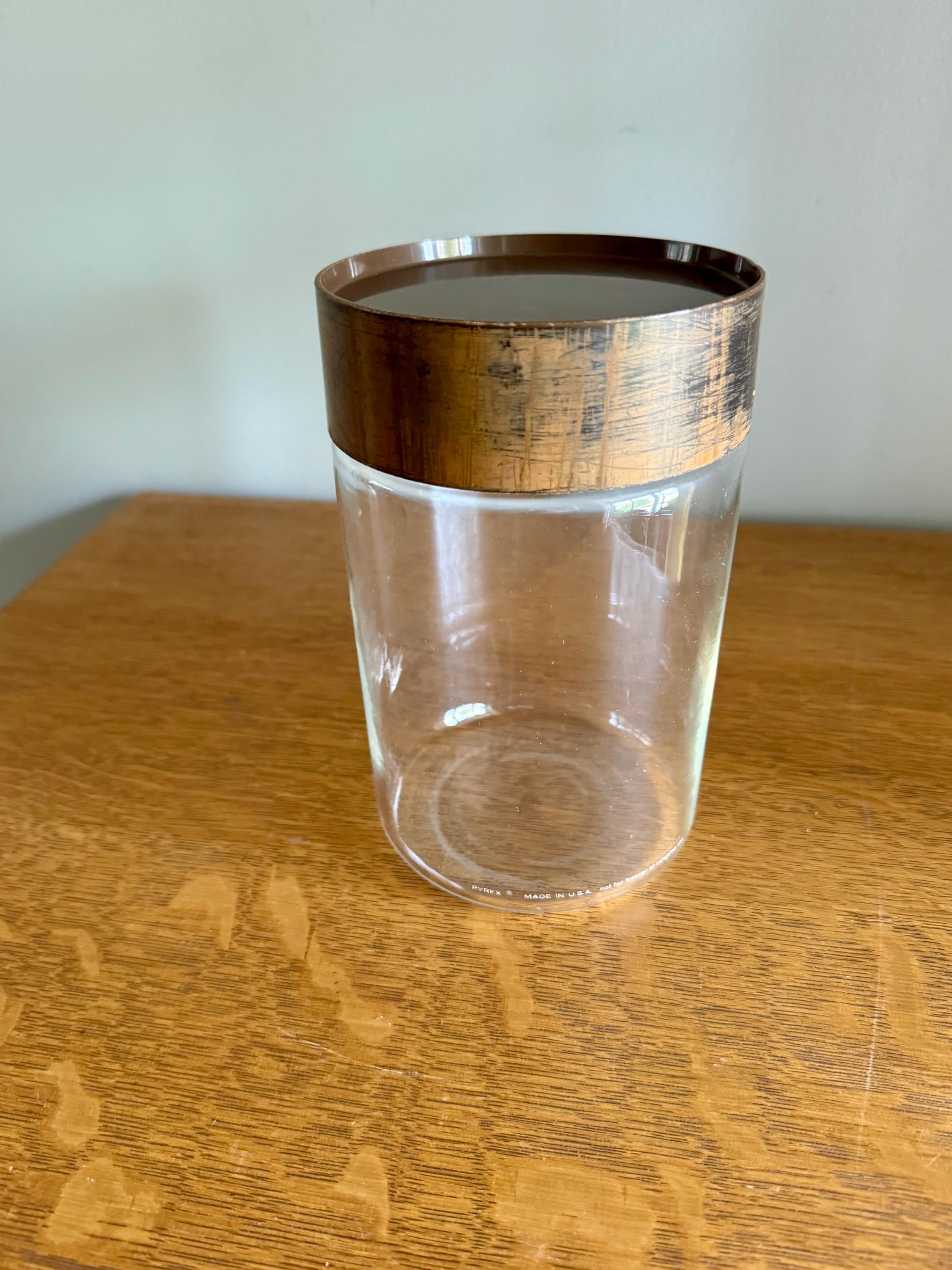 A Single Pyrex Glass Kitchen Canister | Faux Wood Top Pyrex Kitchen Container | Pyrex See N Store Glass Canister | Store N See Pyrex Jar