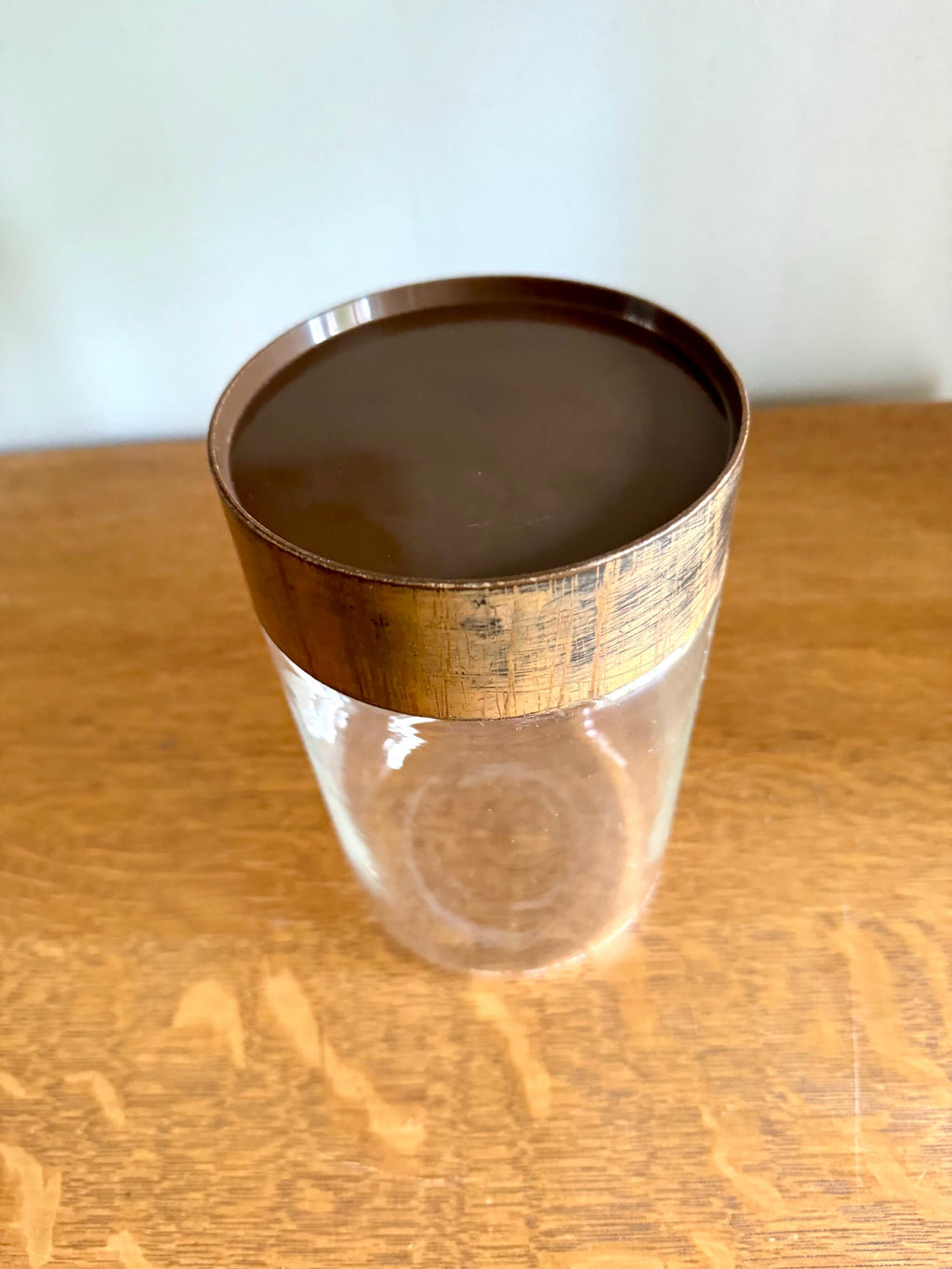 A Single Pyrex Glass Kitchen Canister | Faux Wood Top Pyrex Kitchen Container | Pyrex See N Store Glass Canister | Store N See Pyrex Jar
