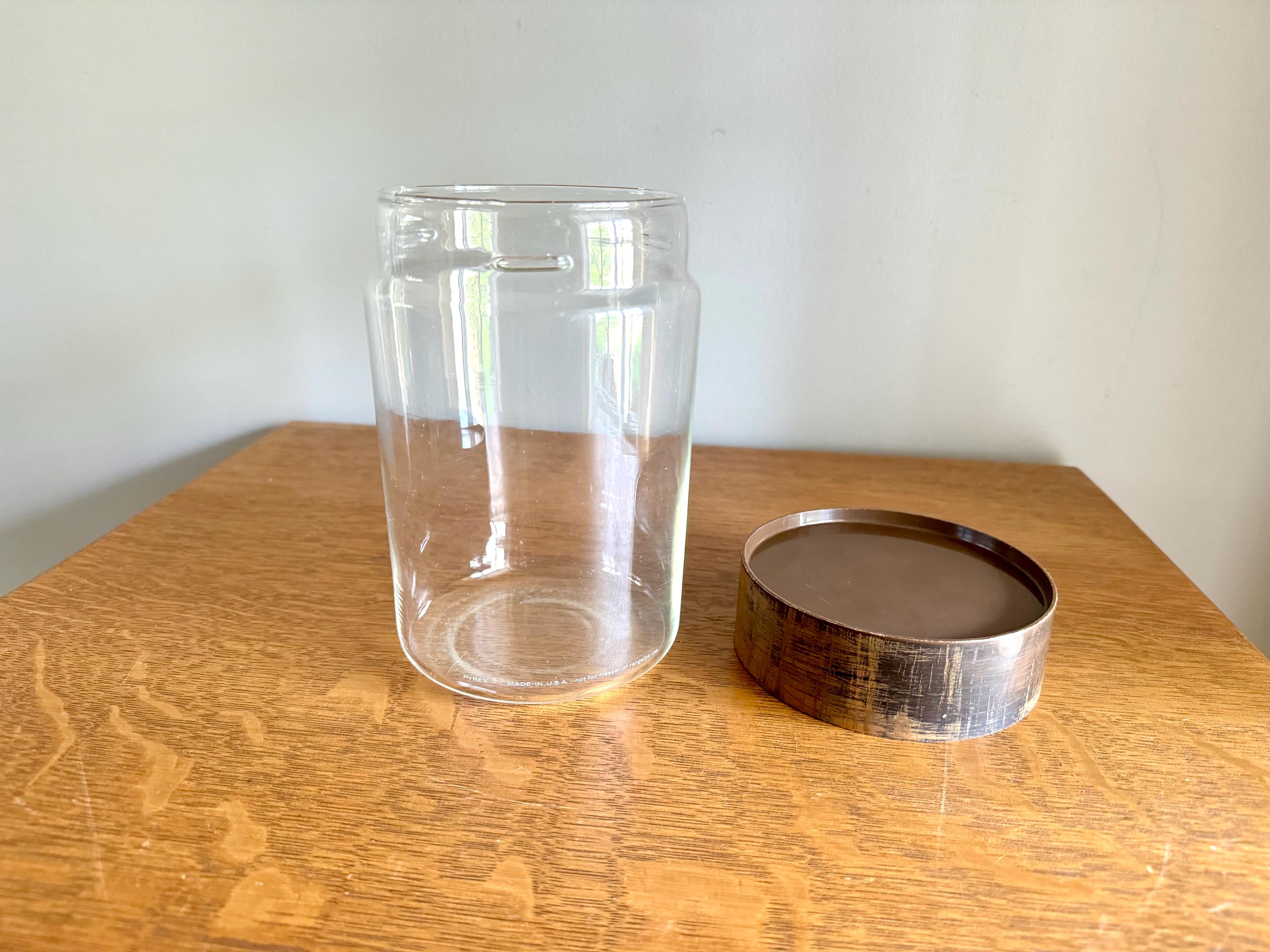 A Single Pyrex Glass Kitchen Canister | Faux Wood Top Pyrex Kitchen Container | Pyrex See N Store Glass Canister | Store N See Pyrex Jar