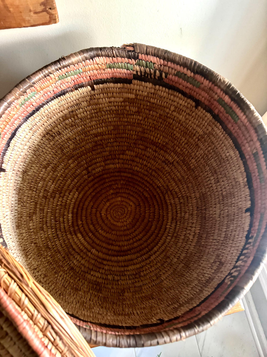 Large Round Coiled Amhara Basket with Lid | Large African Tribal Woven Basket | Boho Decor | Boho Storage | Coiled Basket| African Decor