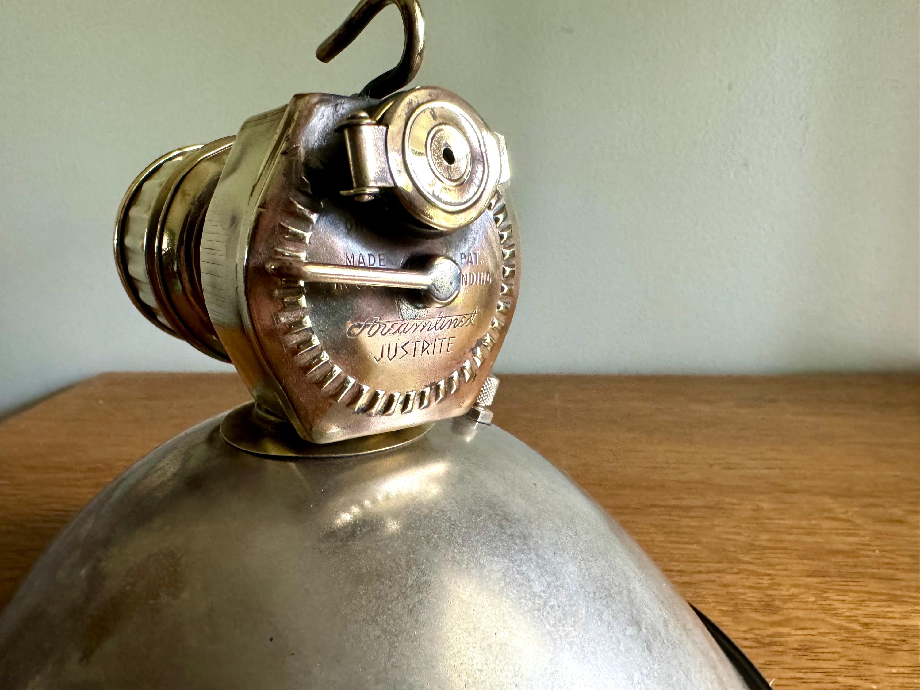 Vtg Justrite Carbide Coal Miners Lamp | Brass Carbide Coal Miner's Headlamp | Semi Polished Coal Miner's Lamp | Original Miner's Light
