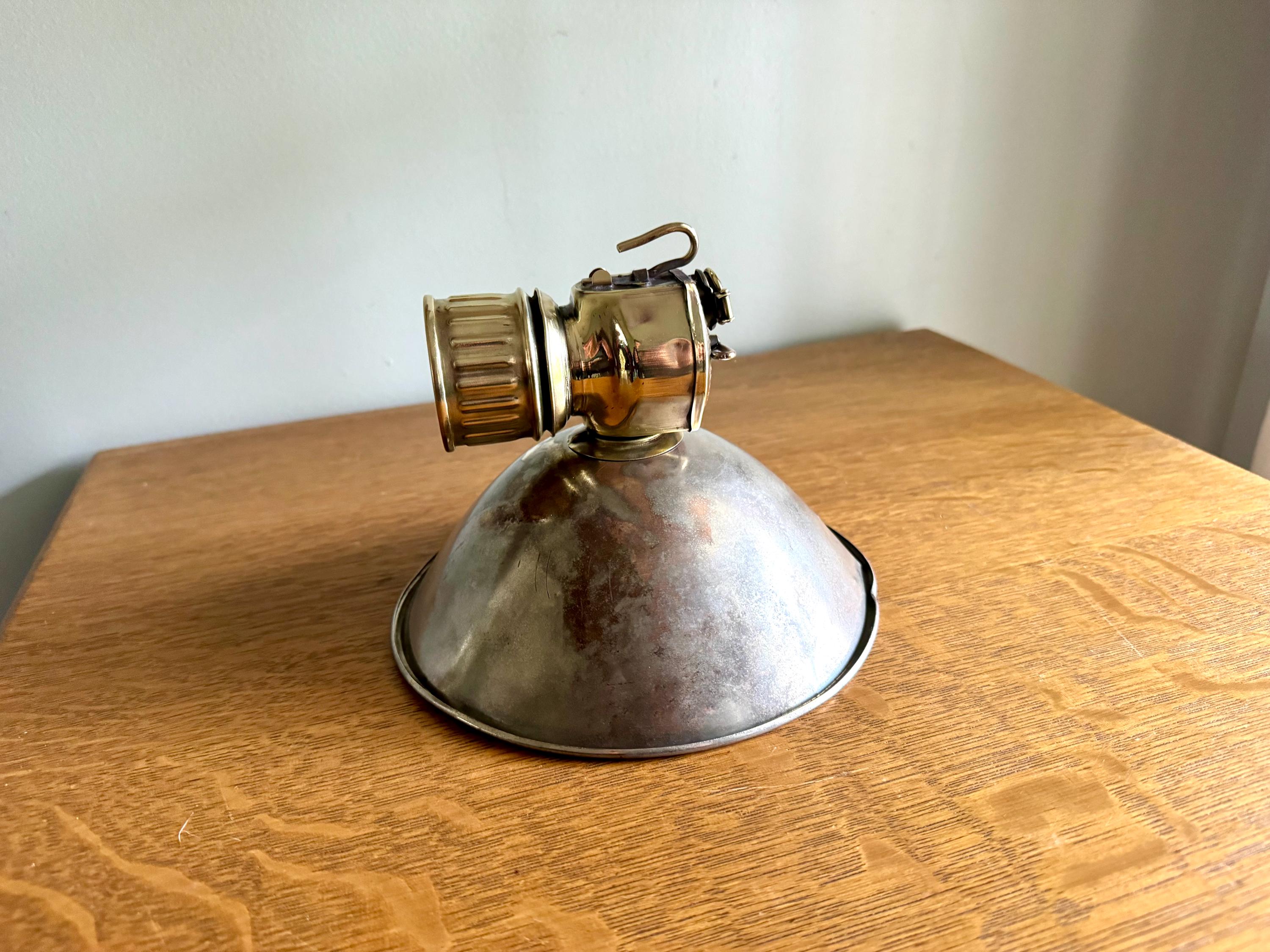 Vtg Justrite Carbide Coal Miners Lamp | Brass Carbide Coal Miner's Headlamp | Semi Polished Coal Miner's Lamp | Original Miner's Light