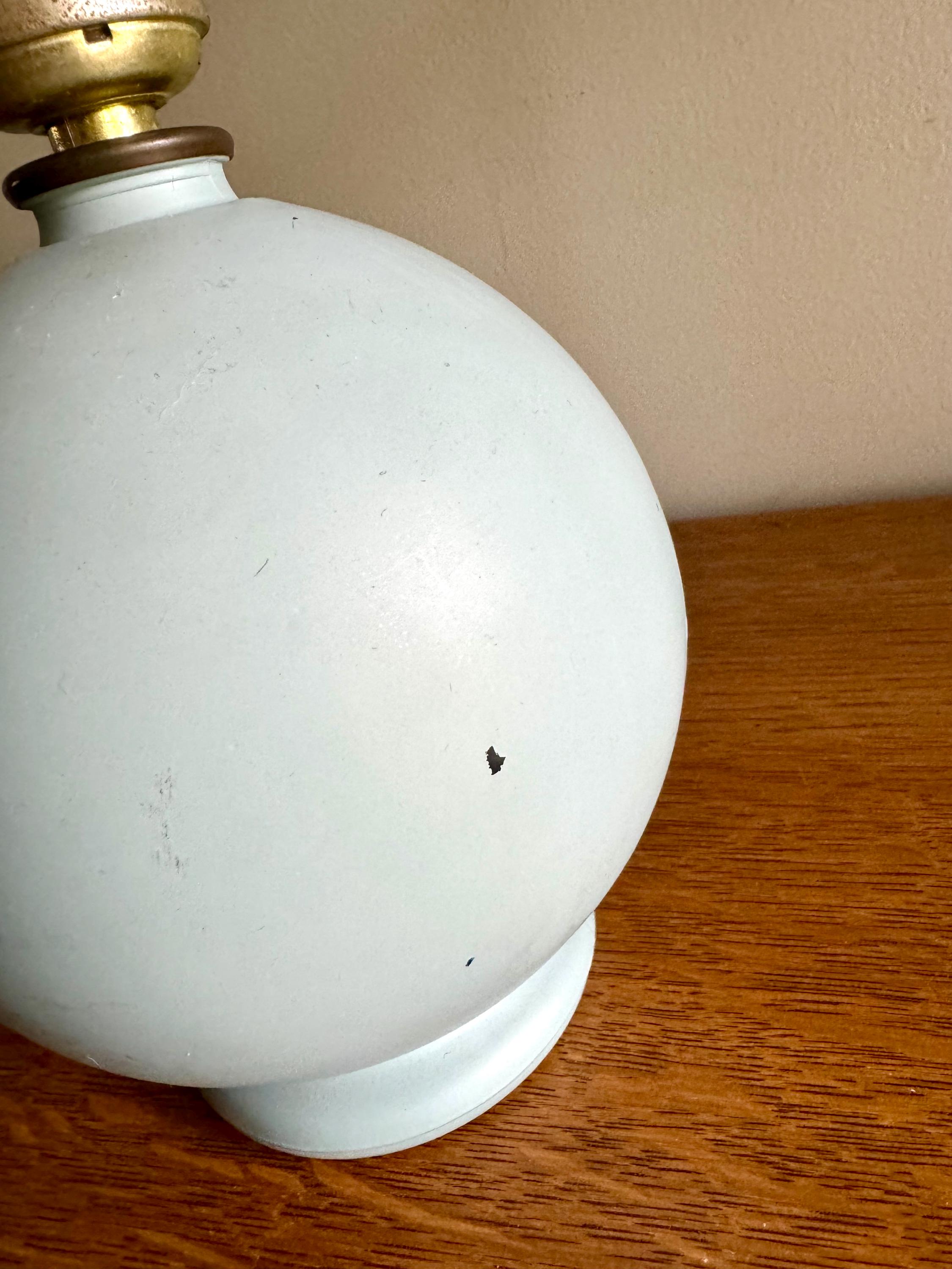 Vtg Mid Century Small Round CN Burman Lamp | Blue Painted Glass Table Lamp | MCM Small Orb Desk Lamp | Glass Ball Night Stand Lamp