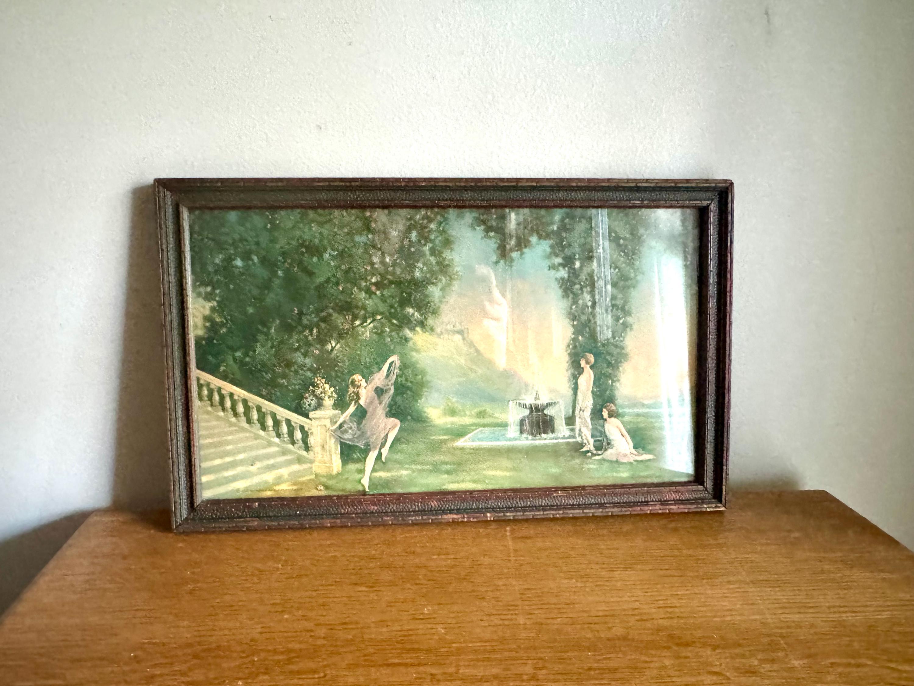 Vtg 1920's Robert Atkinson Fox Framed Lithograph "Spirit of Youth " | Framed Art Deco R.A. Fox Lithograph | 1926 Borin MFG Atkinson Fox