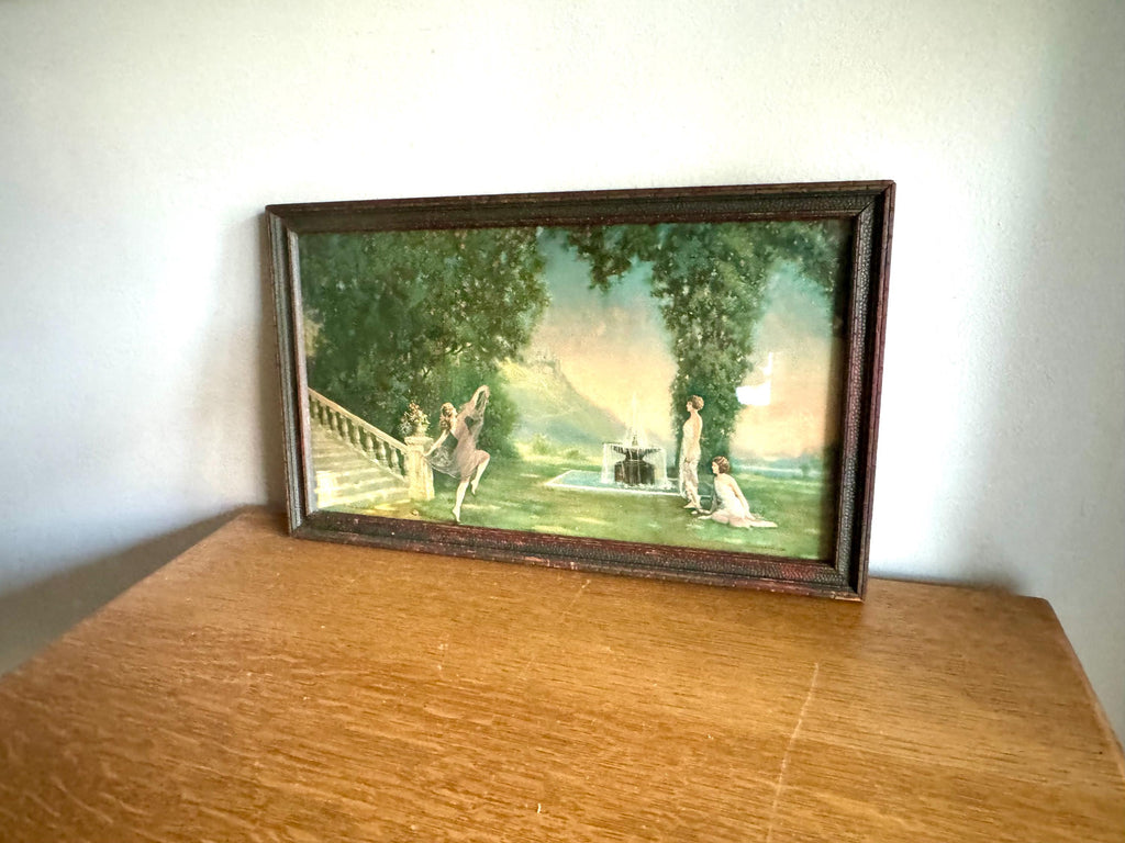Vtg 1920's Robert Atkinson Fox Framed Lithograph "Spirit of Youth " | Framed Art Deco R.A. Fox Lithograph | 1926 Borin MFG Atkinson Fox