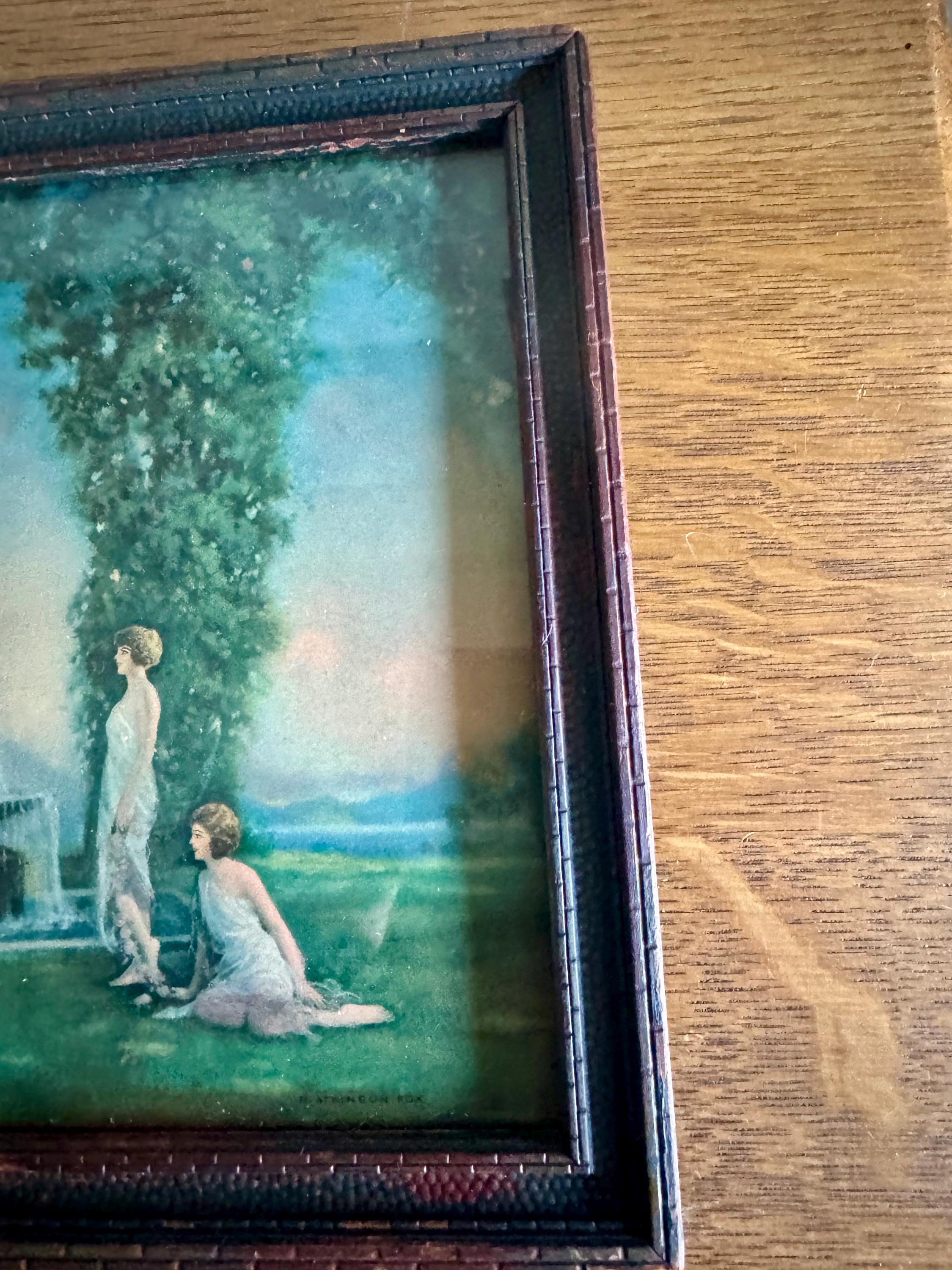 Vtg 1920's Robert Atkinson Fox Framed Lithograph "Spirit of Youth " | Framed Art Deco R.A. Fox Lithograph | 1926 Borin MFG Atkinson Fox