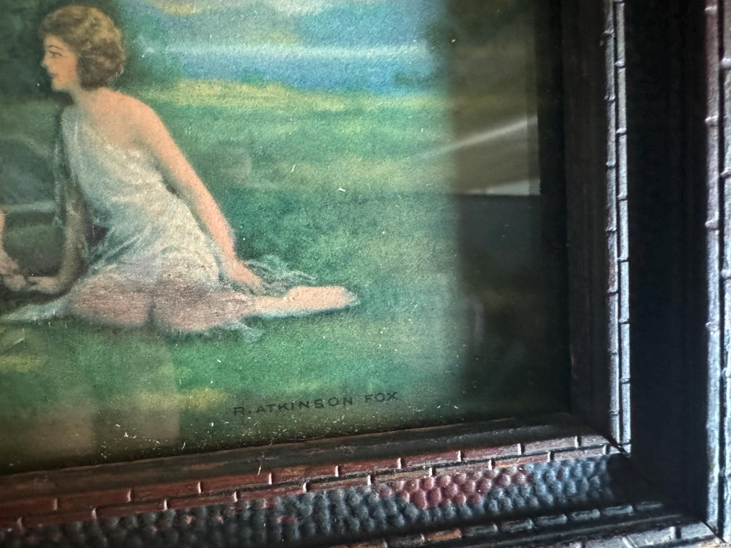Vtg 1920's Robert Atkinson Fox Framed Lithograph "Spirit of Youth " | Framed Art Deco R.A. Fox Lithograph | 1926 Borin MFG Atkinson Fox