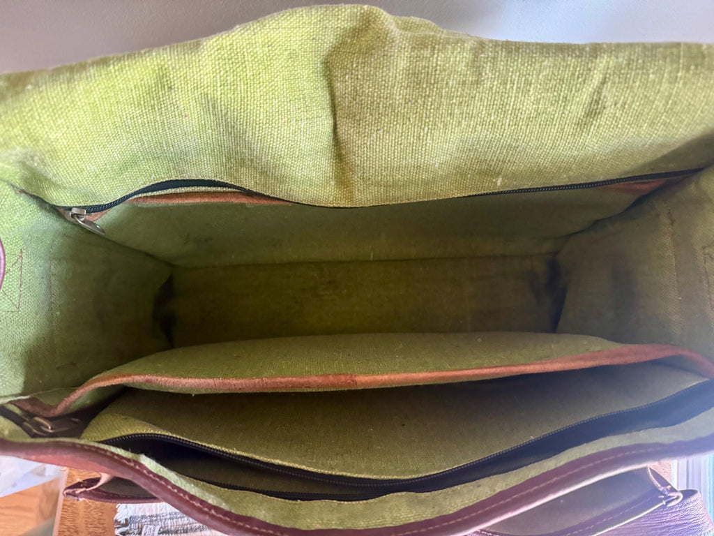 Vtg Genuine Leather Briefcase | Burgundy Colored Leather Messenger Bag | Unisex Shoulder Bag | Cross Body Travel Bag| Rustic Leather Bag