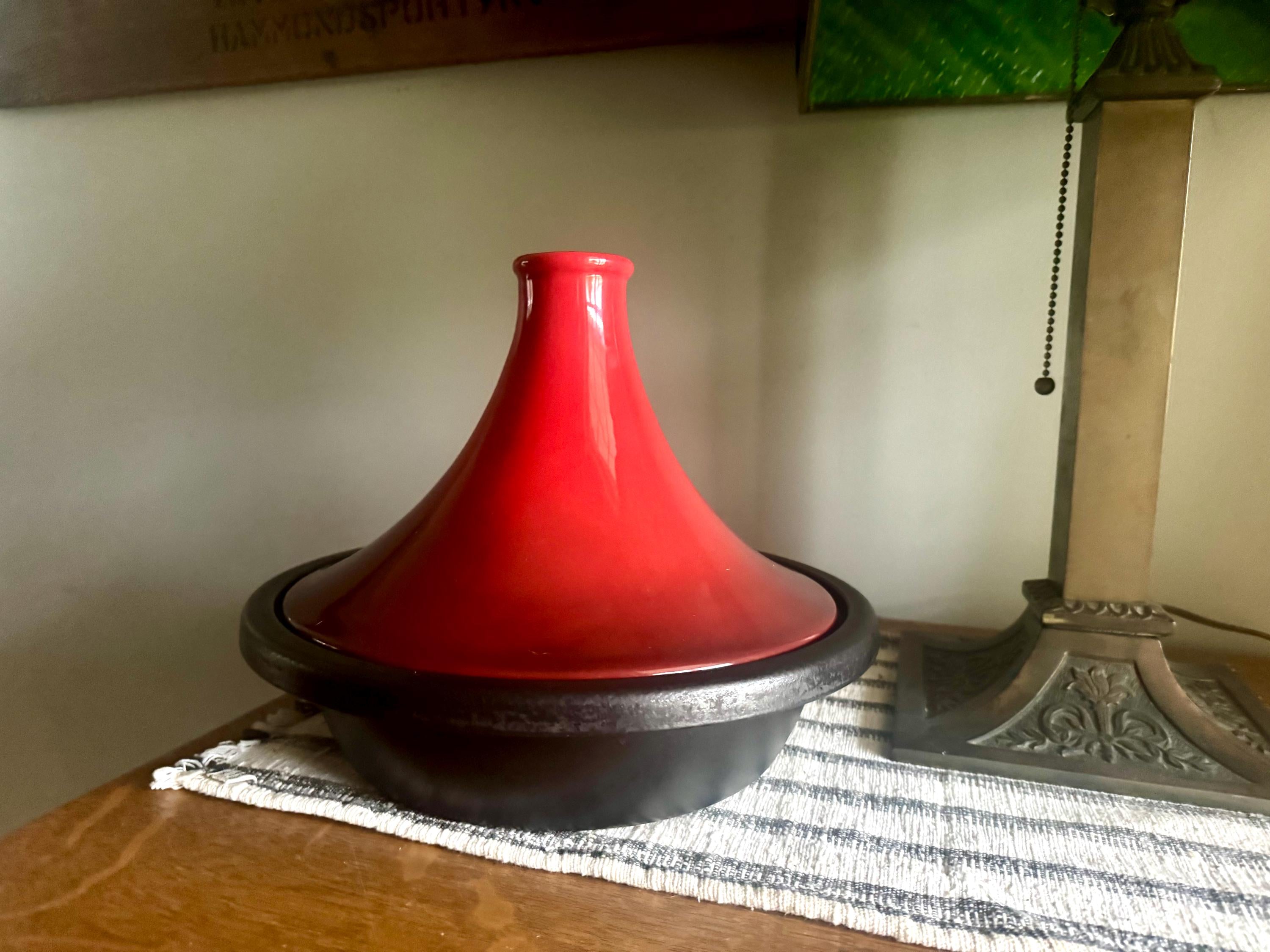 Vtg Le Creuset Moroccan Tagine Pot  | Cerise Enamel Cast Iron Tagine Pot | Red Enamel Tagine | Cerise Colored Le Creuset 27 Tagine Pot