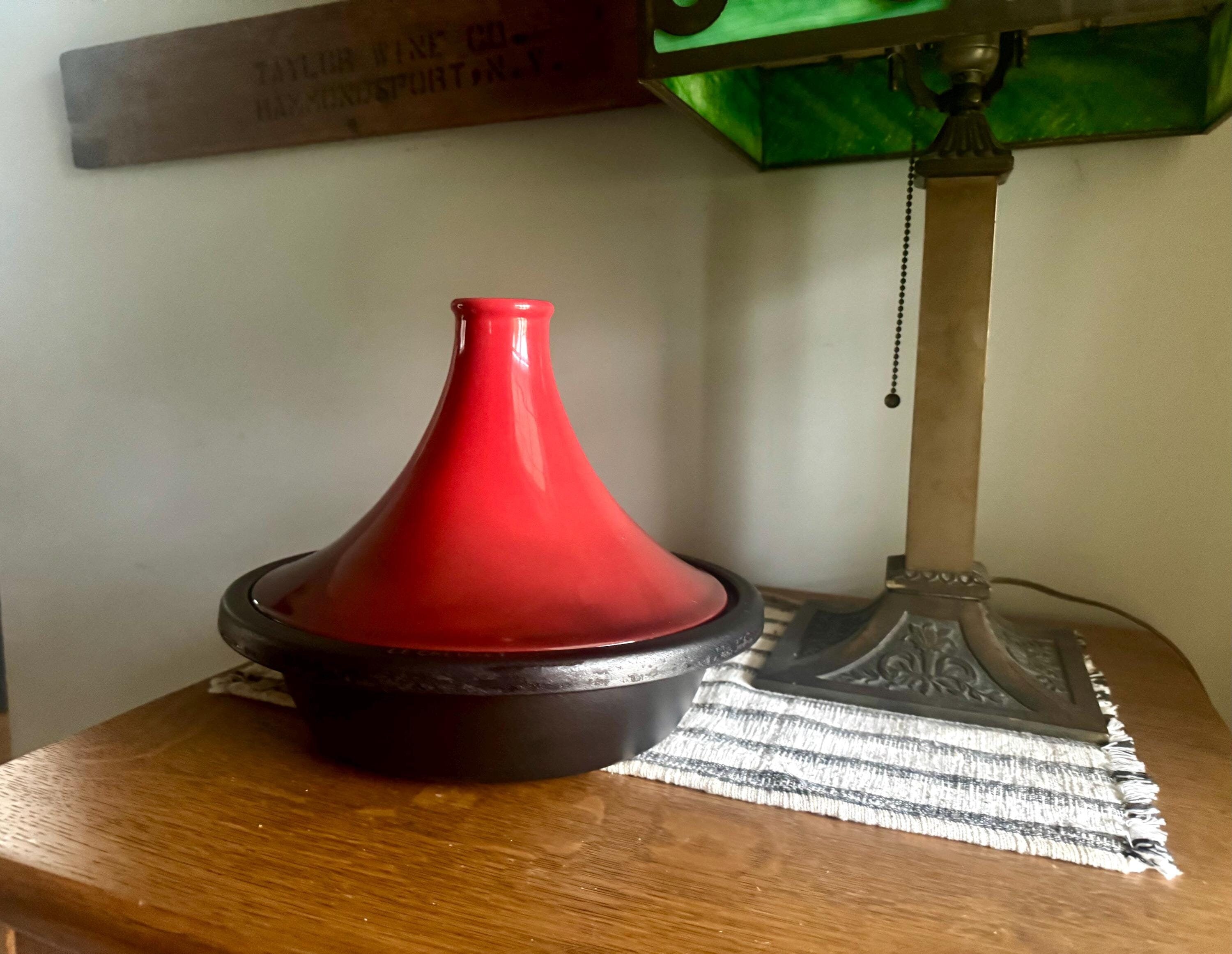 Vtg Le Creuset Moroccan Tagine Pot  | Cerise Enamel Cast Iron Tagine Pot | Red Enamel Tagine | Cerise Colored Le Creuset 27 Tagine Pot