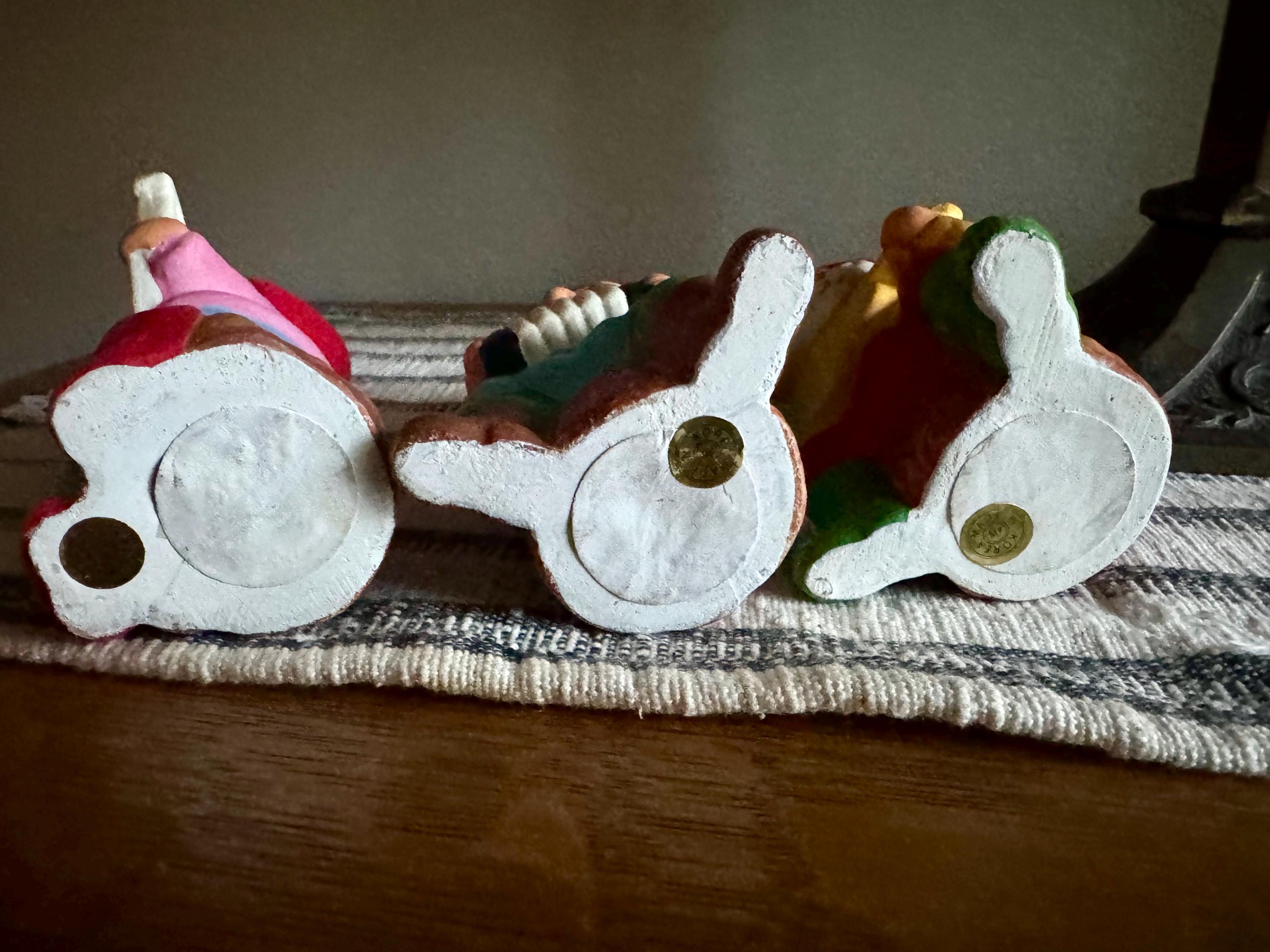 Vtg Set of 3 Korean Ceramic Musical Gnomes | Bearded Musical Gnomes With Knit Hats | Musician Gnomes Figurines | Made in Korea