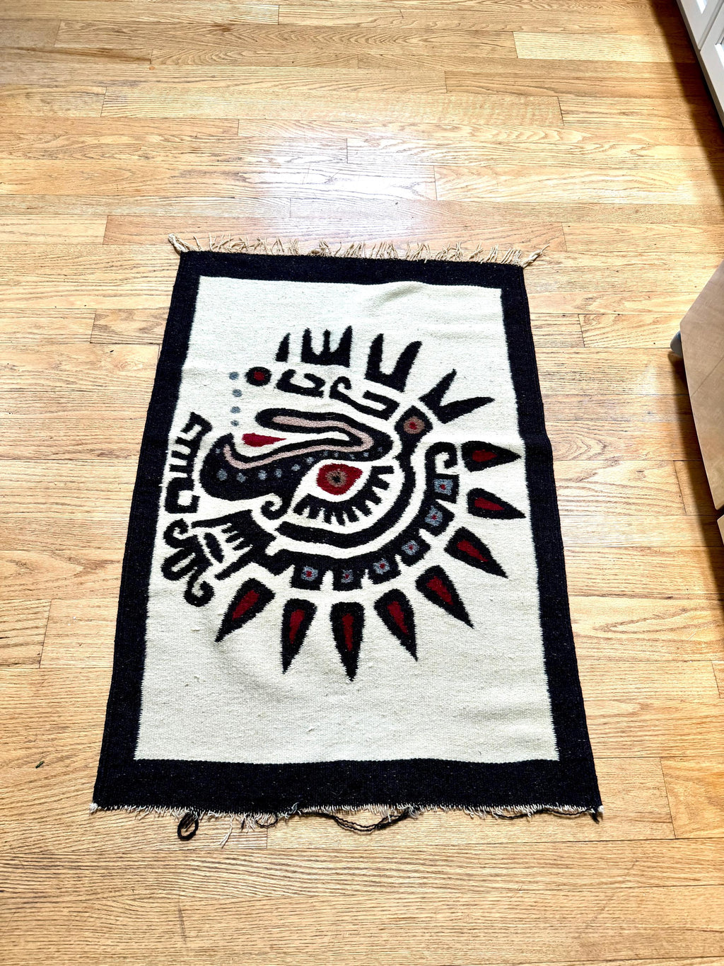 Vtg Native American Kilim Rug | Native Eagle Woven Small Rug | Aztek Kilim Eagle Rug | Native Eagle Woven Tapestry
