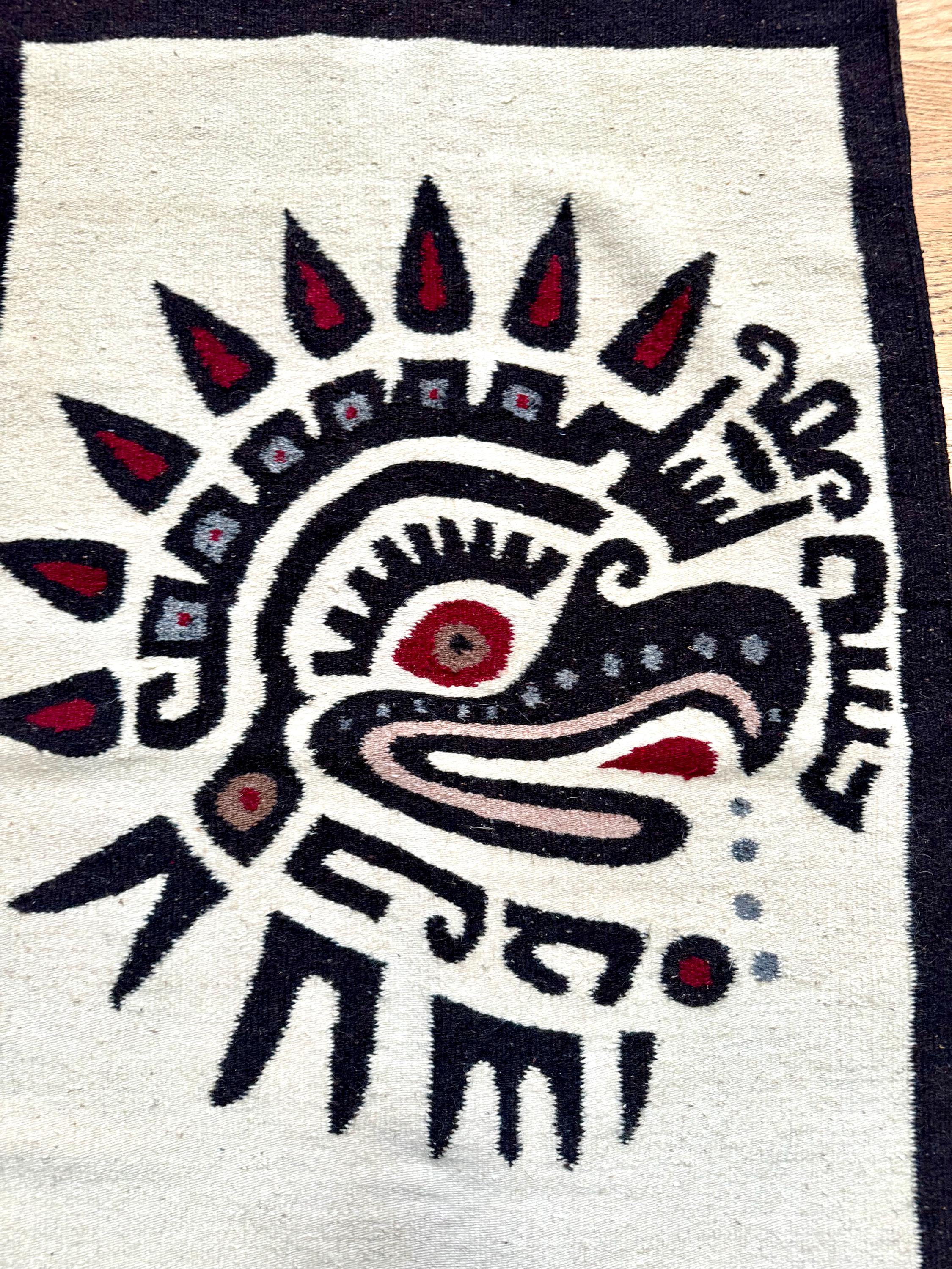 Vtg Native American Kilim Rug | Native Eagle Woven Small Rug | Aztek Kilim Eagle Rug | Native Eagle Woven Tapestry