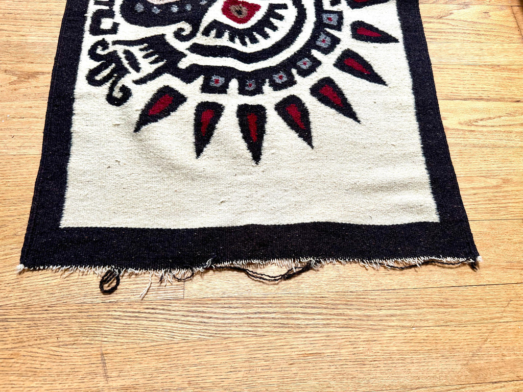 Vtg Native American Kilim Rug | Native Eagle Woven Small Rug | Aztek Kilim Eagle Rug | Native Eagle Woven Tapestry