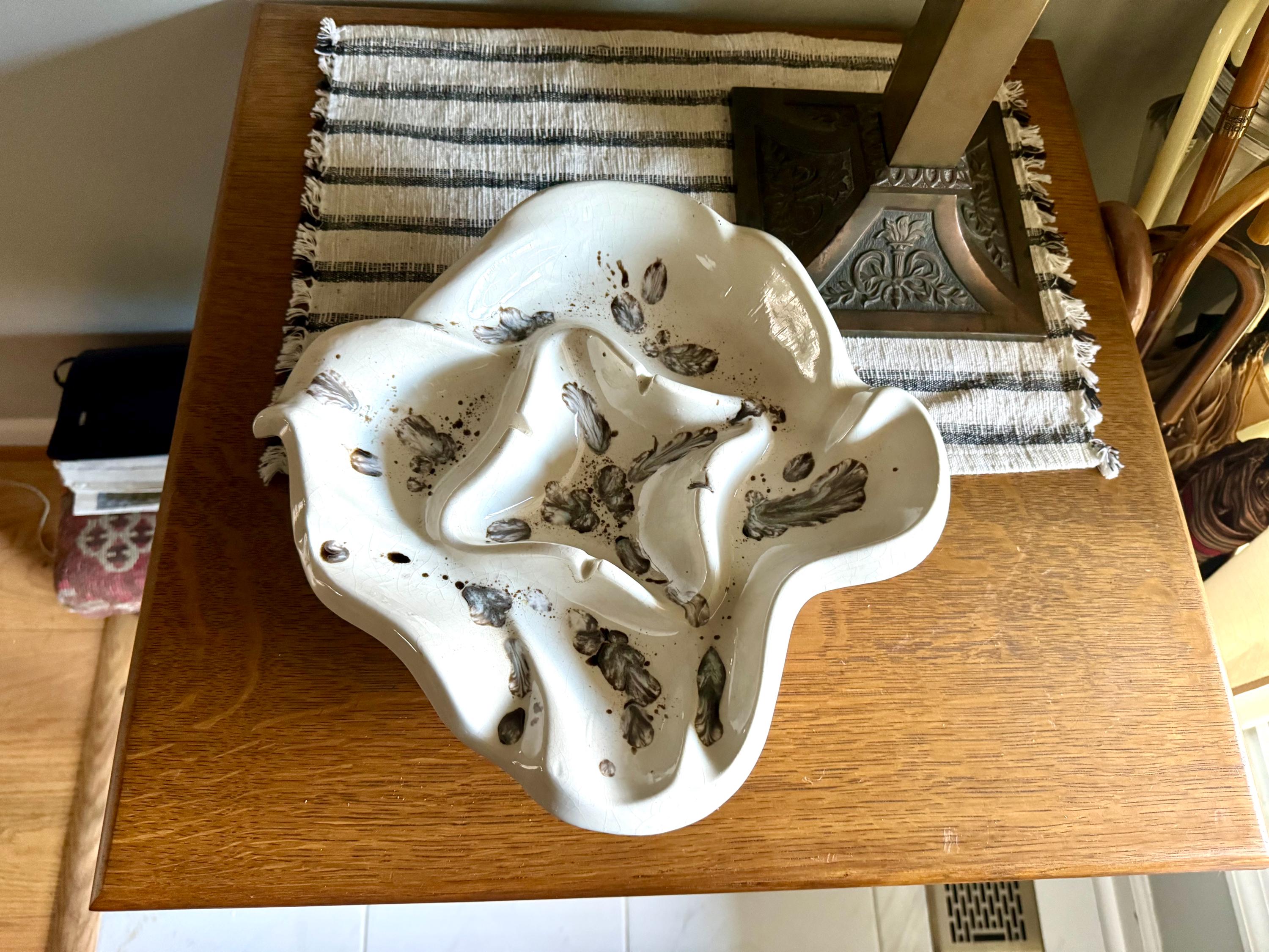 Mid Century White Abstract Ceramic Ashtray | Ceramic Ashtray | Retro Change Tray | Mid Century Modern Ceramic Dish | MCM Ashtray