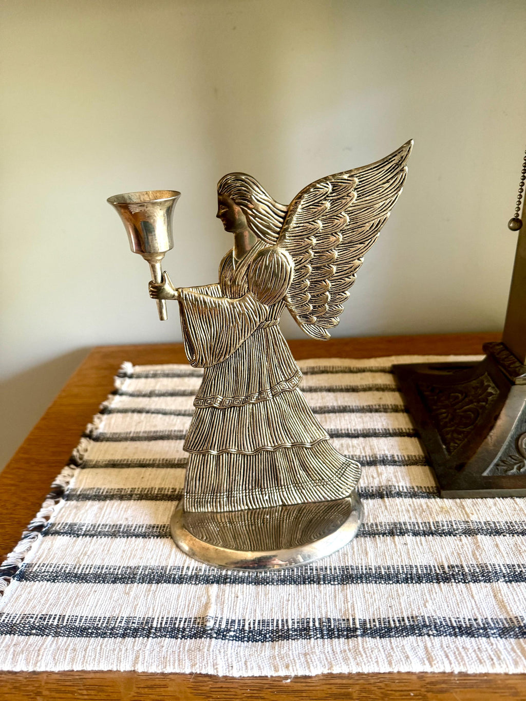 Vtg International Silver Company Angel Candlestick Holder | Silver Tall Angel Candle Holder | Holiday Angel Decor