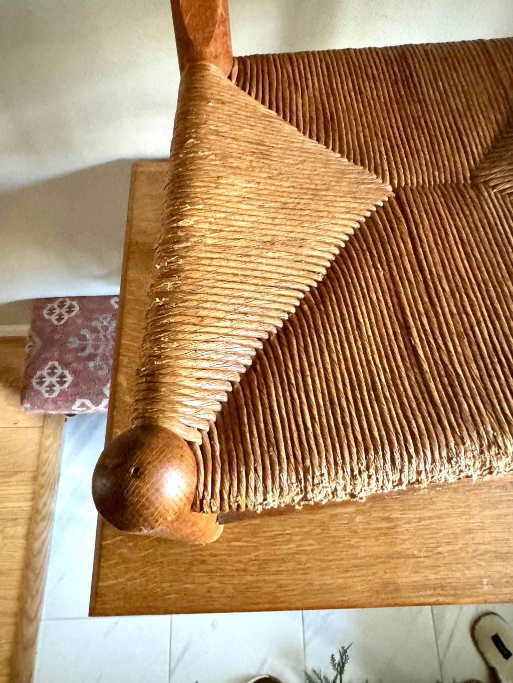 Vtg Wooden Child's Ladder Back Chair | Kid's Rush Bottom Wood Chair | Rush Seating Chair | Oak Kitchen Chair | Farmhouse Woven Chair