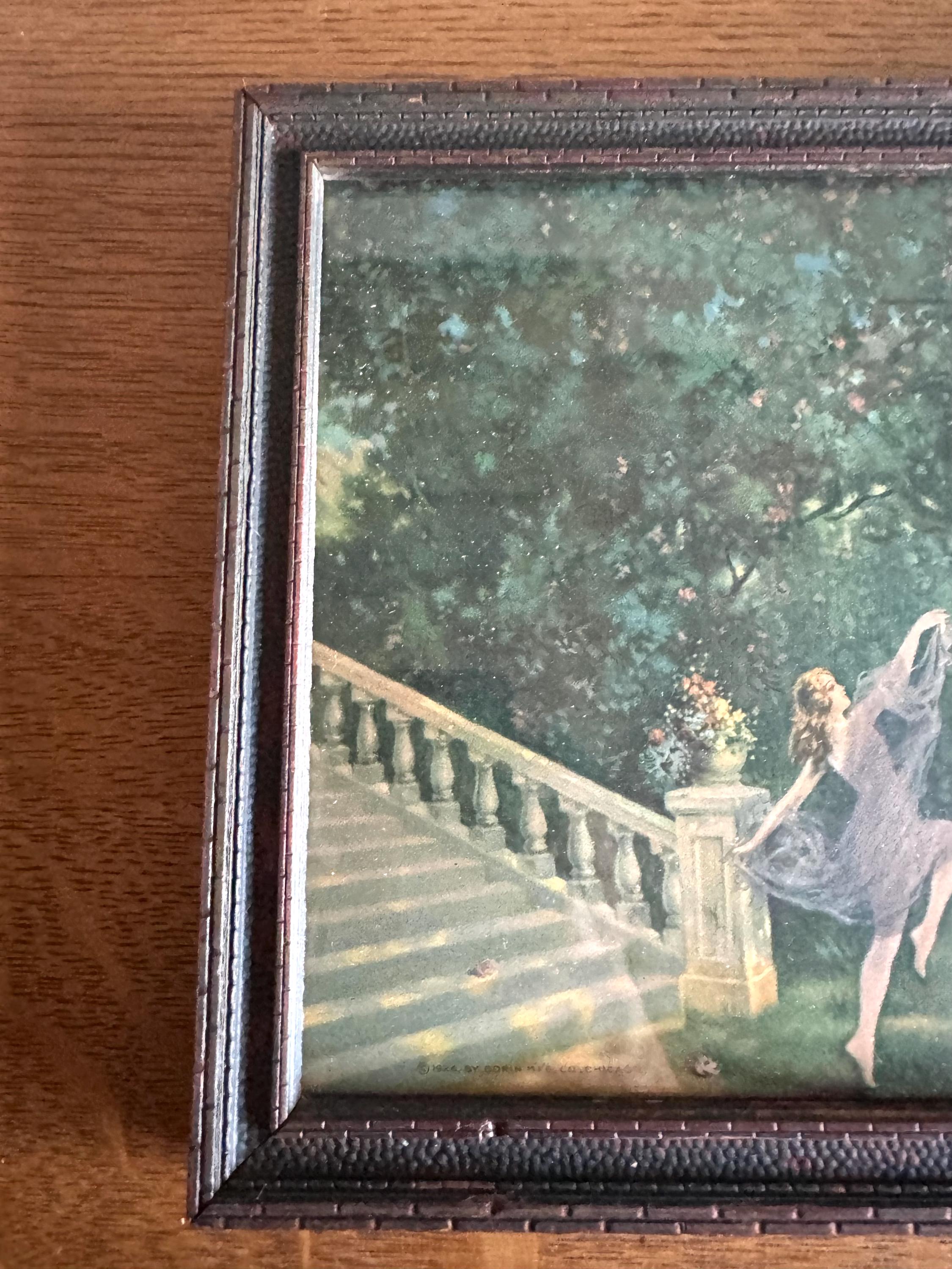 Vtg 1920's Robert Atkinson Fox Framed Lithograph "Spirit of Youth " | Framed Art Deco R.A. Fox Lithograph | 1926 Borin MFG Atkinson Fox