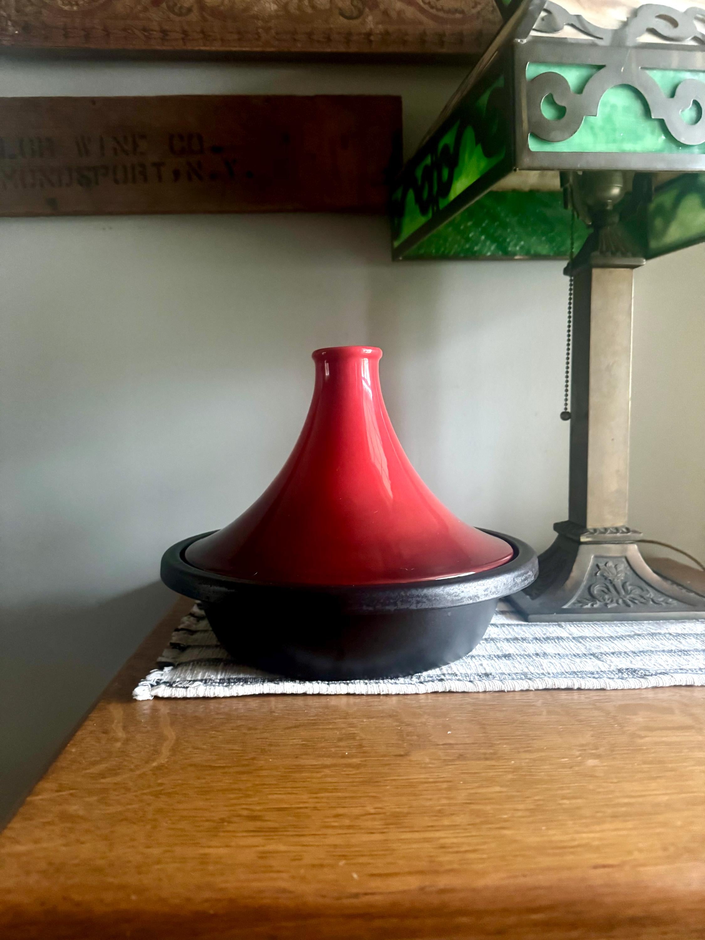Vtg Le Creuset Moroccan Tagine Pot  | Cerise Enamel Cast Iron Tagine Pot | Red Enamel Tagine | Cerise Colored Le Creuset 27 Tagine Pot