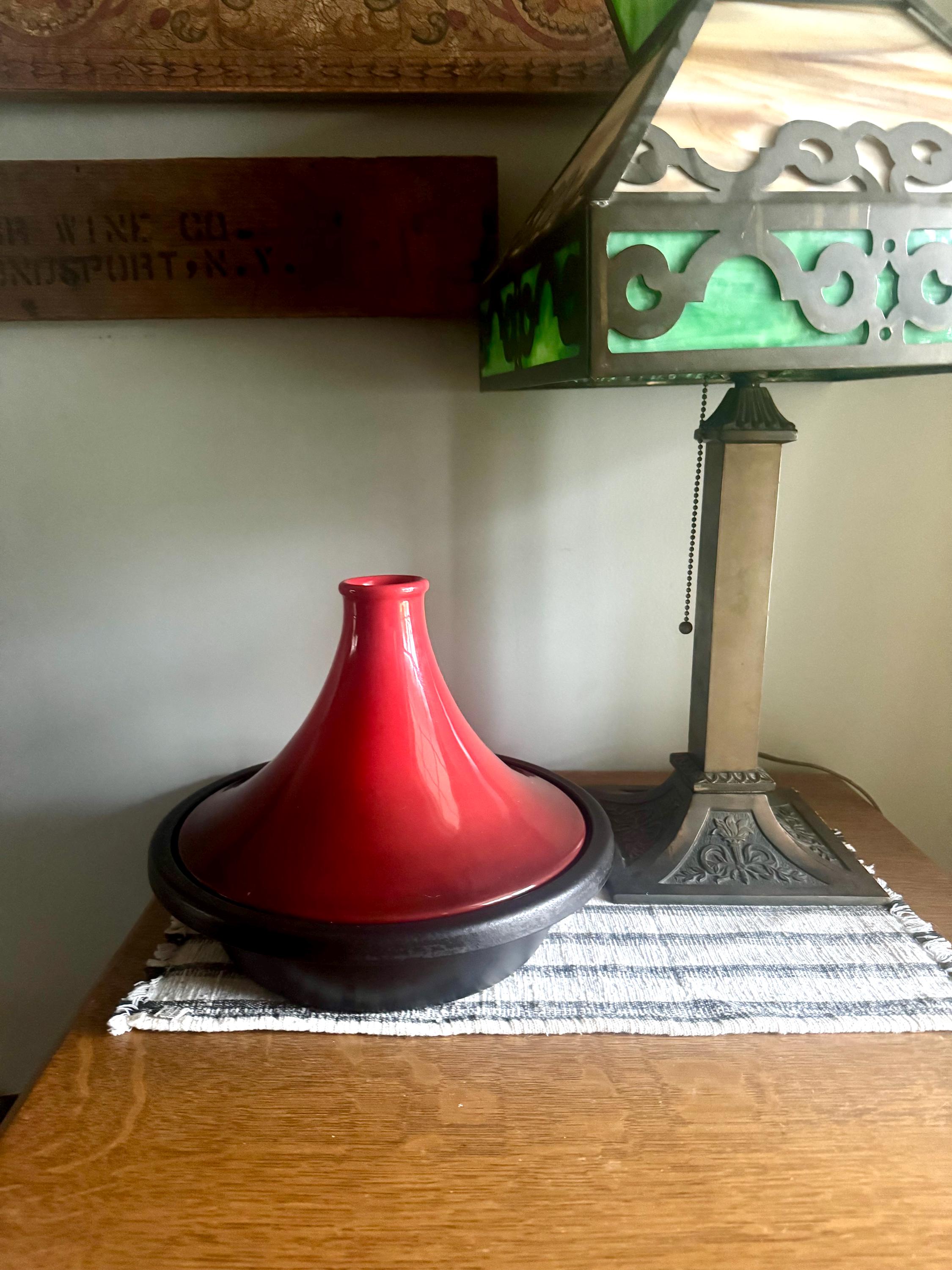 Vtg Le Creuset Moroccan Tagine Pot  | Cerise Enamel Cast Iron Tagine Pot | Red Enamel Tagine | Cerise Colored Le Creuset 27 Tagine Pot