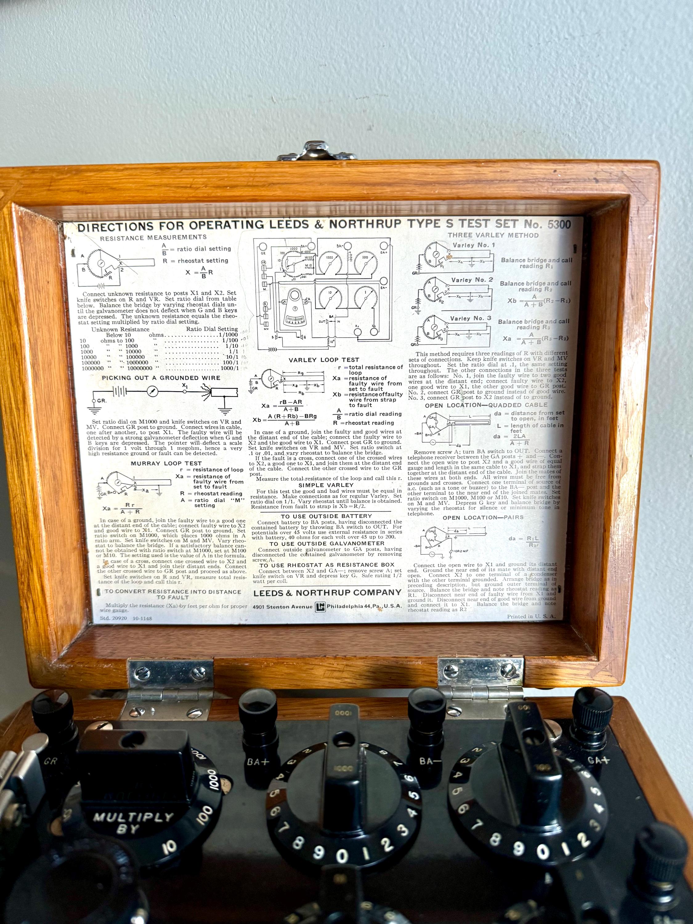 Vintage Leeds and Northrup Type S test Set | Leeds and Northrup 5300 Test Set | Resistance Galvanometer In Wood Box