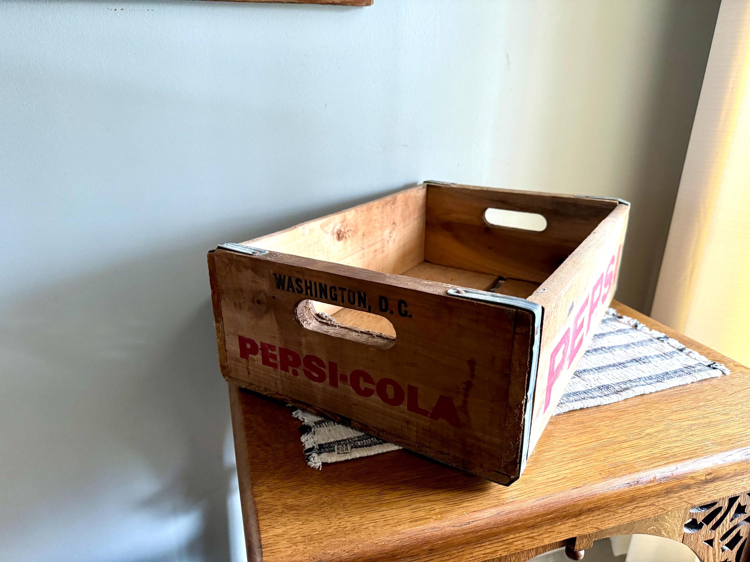 Vintage Pepsi Wooden Crate | Rustic Original Pepsi Crate | Pepsi Cola Advertisement Crate | Pepsi Washington D.C. Wood Crate