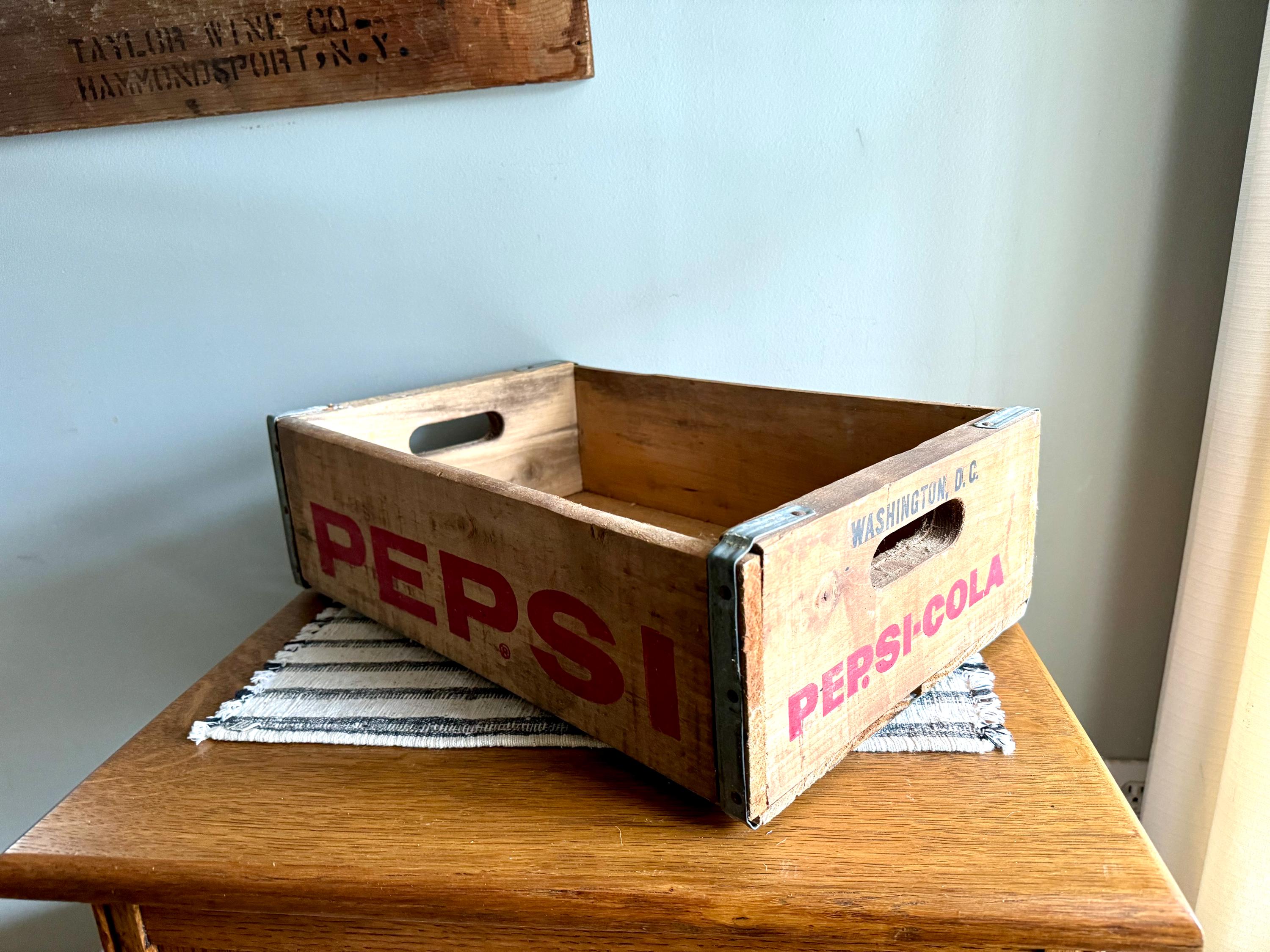 Vintage Pepsi Wooden Crate | Rustic Original Pepsi Crate | Pepsi Cola Advertisement Crate | Pepsi Washington D.C. Wood Crate