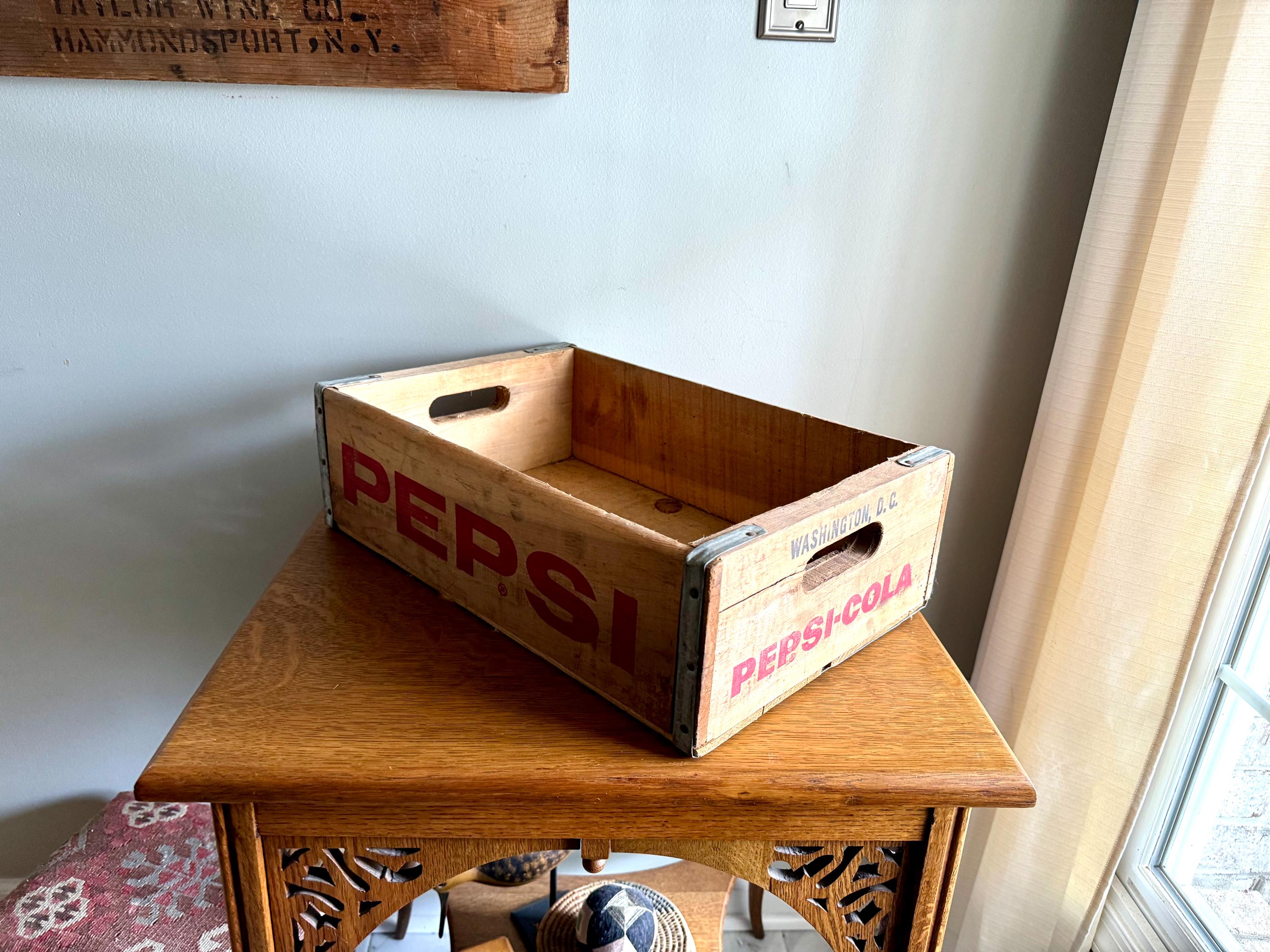 Vintage Pepsi Wooden Crate | Rustic Original Pepsi Crate | Pepsi Cola Advertisement Crate | Pepsi Washington D.C. Wood Crate