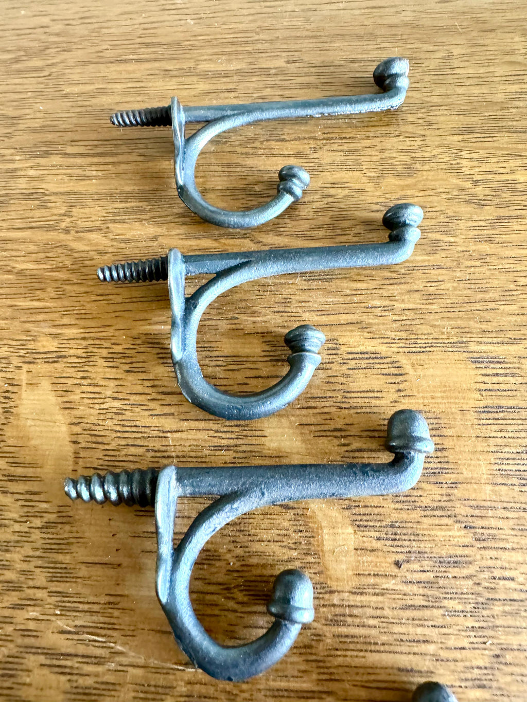 Antique Cast Iron Wardrobe Hooks| Cast Iron Wall Hooks| Salvage Double Hooks | Antique Coat Hooks | Set of 4 Wardrobe Hooks | Screw In Hooks