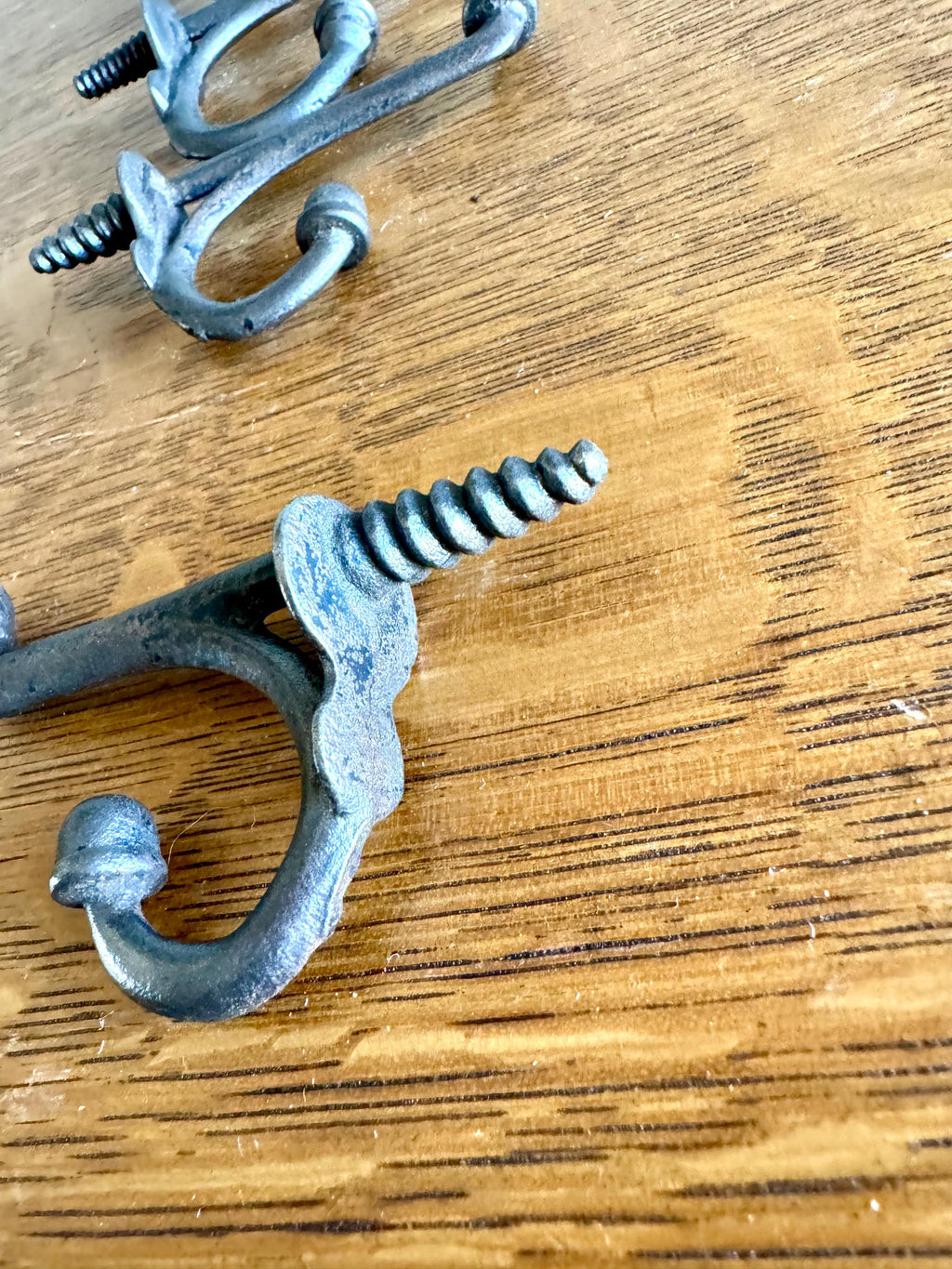 Antique Cast Iron Wardrobe Hooks| Cast Iron Wall Hooks| Salvage Double Hooks | Antique Coat Hooks | Set of 4 Wardrobe Hooks | Screw In Hooks