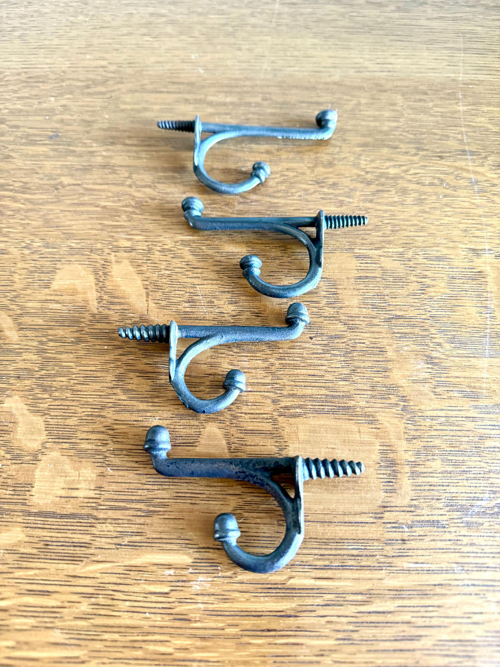 Antique Cast Iron Wardrobe Hooks| Cast Iron Wall Hooks| Salvage Double Hooks | Antique Coat Hooks | Set of 4 Wardrobe Hooks | Screw In Hooks